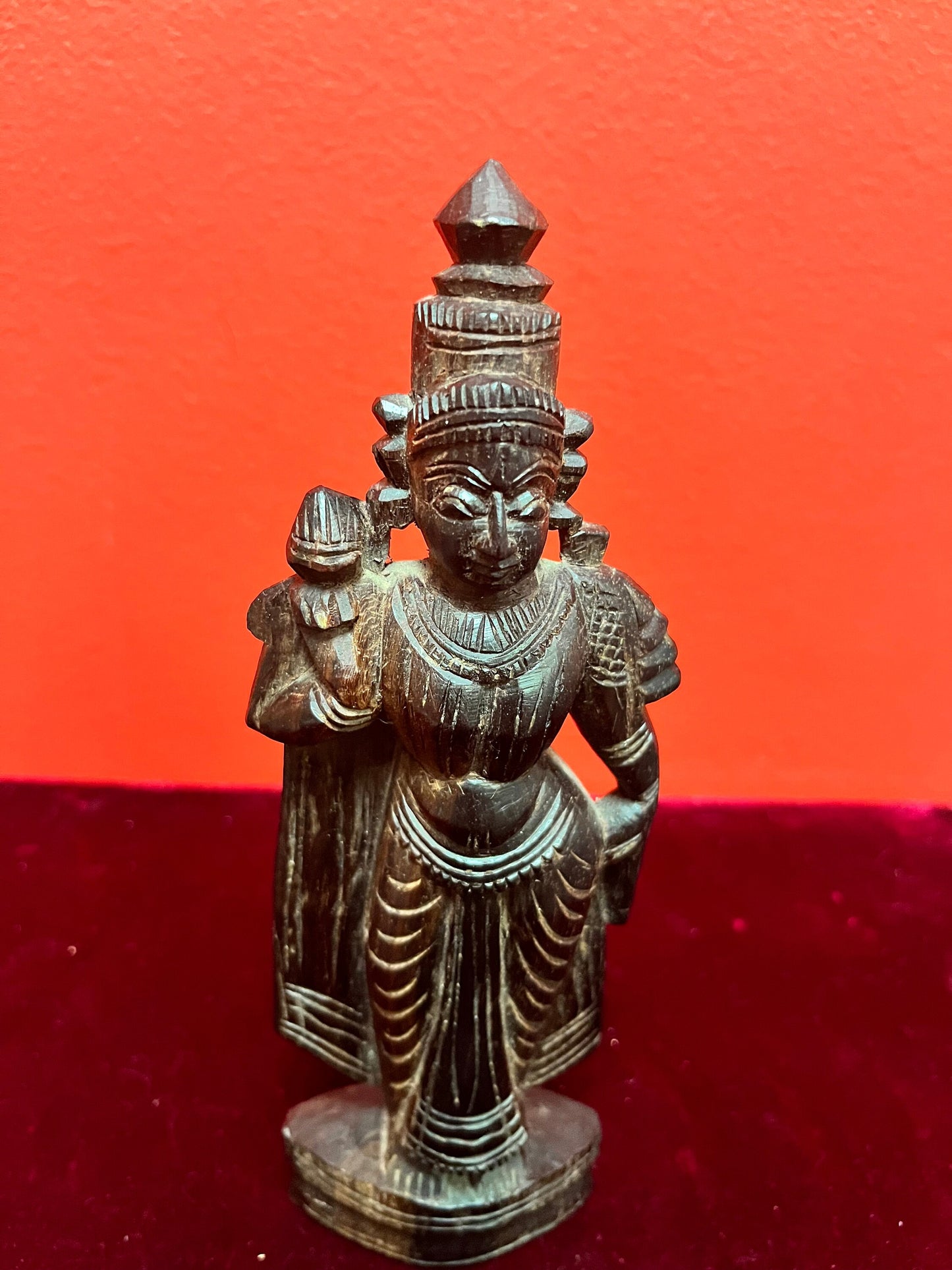 7.5 inch old Asian carved statue of a goddess.
