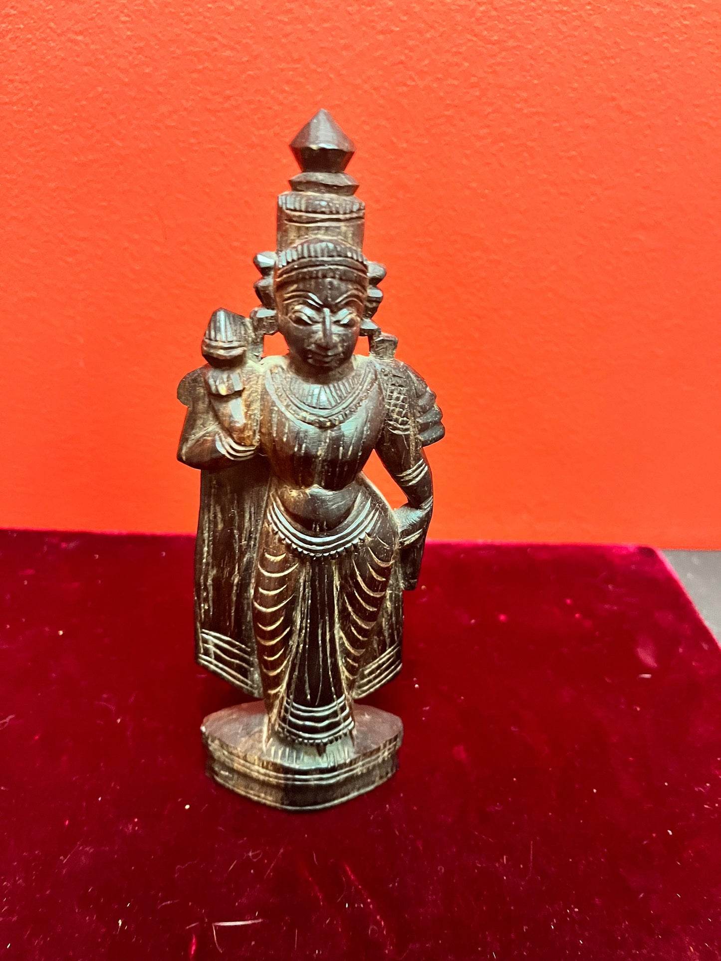 7.5 inch old Asian carved statue of a goddess.
