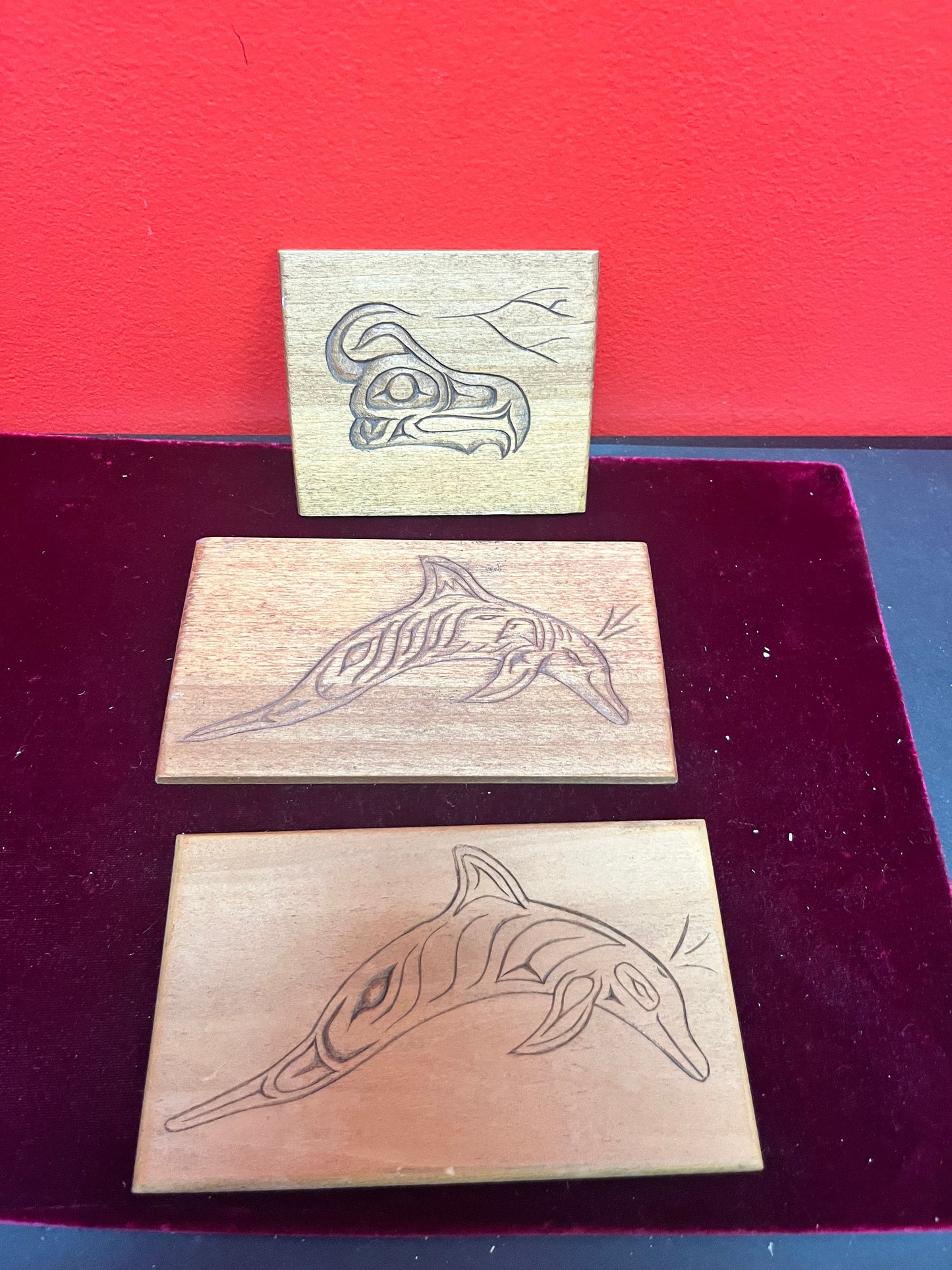 Three small wonderful Indigenous First Nations pacific northwest coast plaques Delton Mondok all three great gifts
