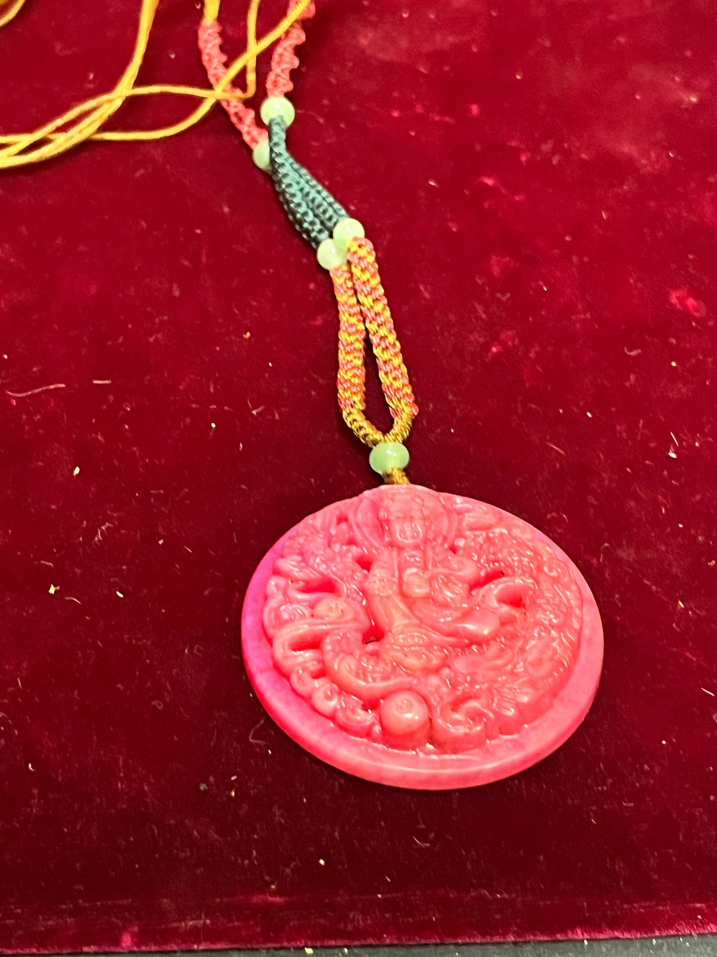 2 1/2 inch red jade Buddha pendant with necklace wow