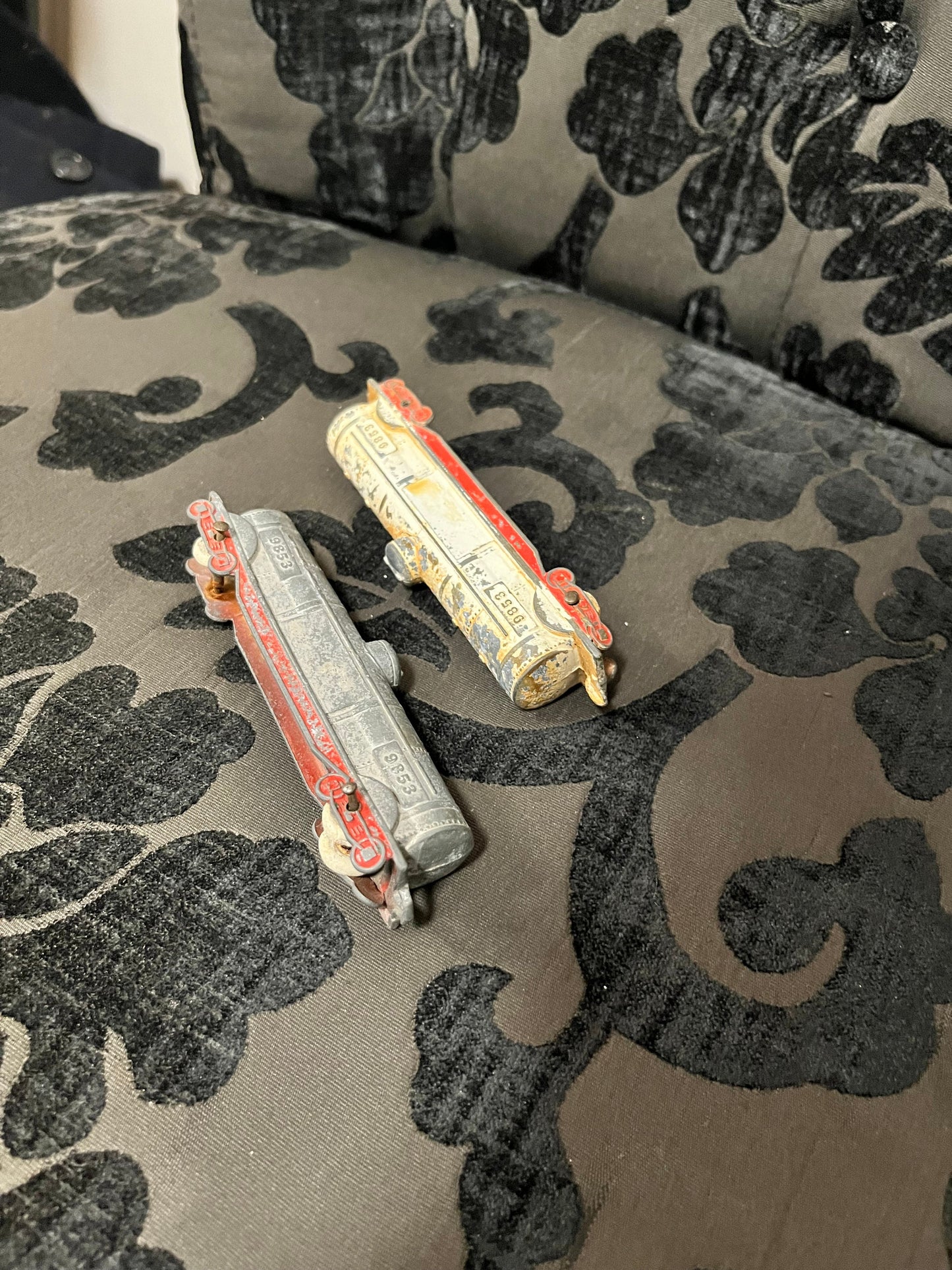 2 Very very very old 5 inch long Tin Trains as is