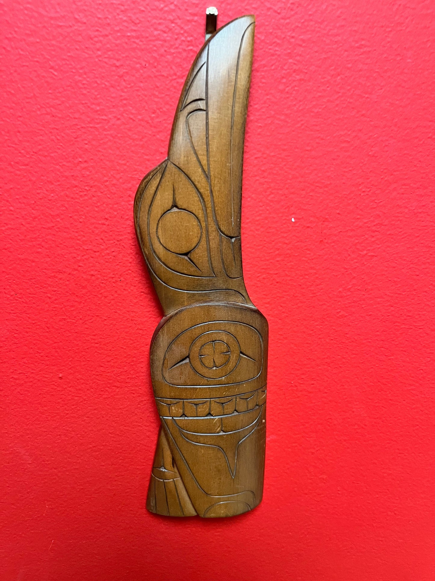 Lovely 11 inches tall indigenous First Nations pacific northwest coast signed cedar hummingbird  lovely gift