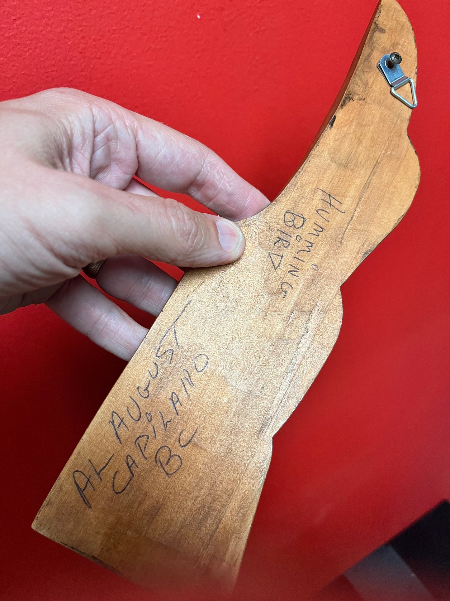 Lovely 11 inches tall indigenous First Nations pacific northwest coast signed cedar hummingbird  lovely gift