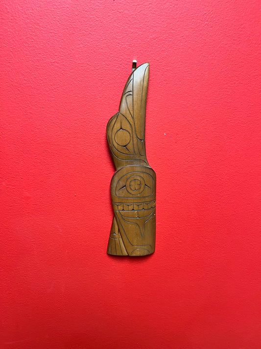 Lovely 11 inches tall indigenous First Nations pacific northwest coast signed cedar hummingbird  lovely gift