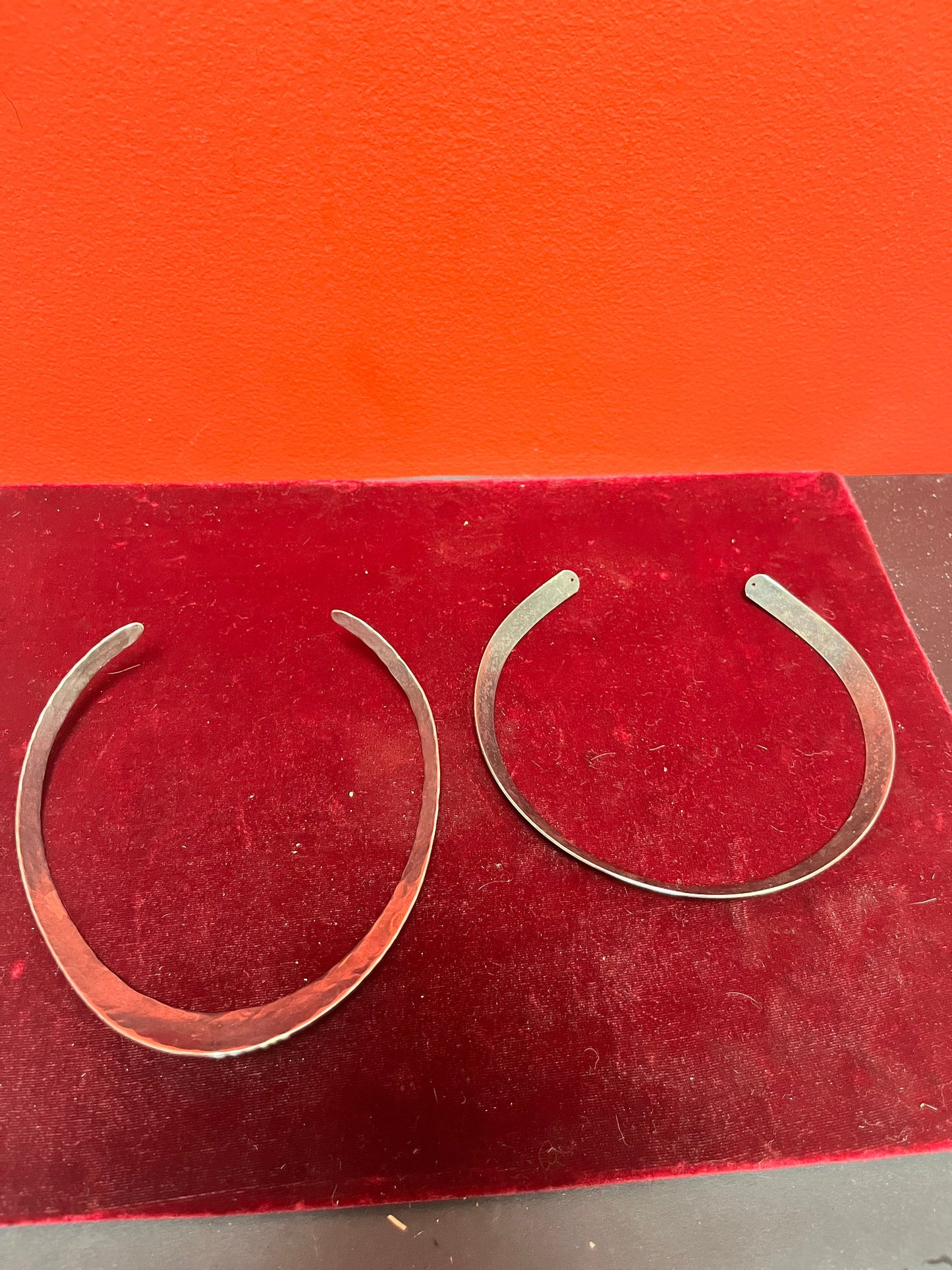 2 silver untested collar necklaces 5 inch high each lovely Art Deco look