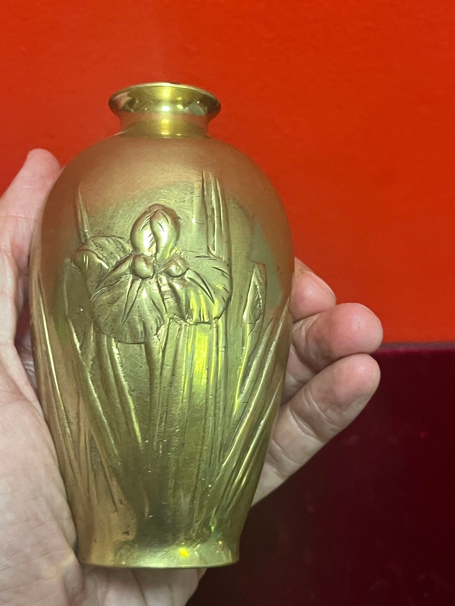 5 inch Japanese brass vase 2 available lovely condition