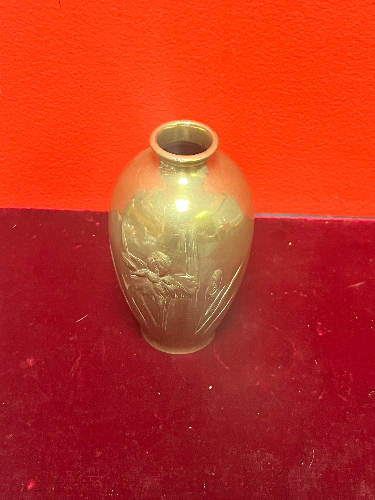 5 inch Japanese brass vase 2 available lovely condition