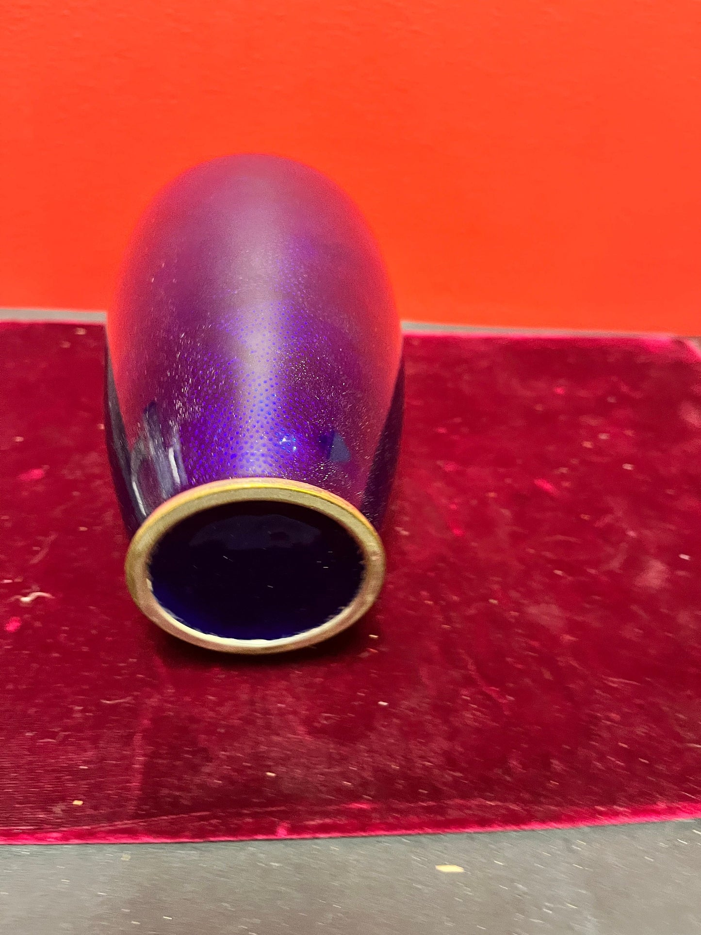 Fabulous 8 inch Chinese cloisonné rich blue vase in mint condition— wonderful detail