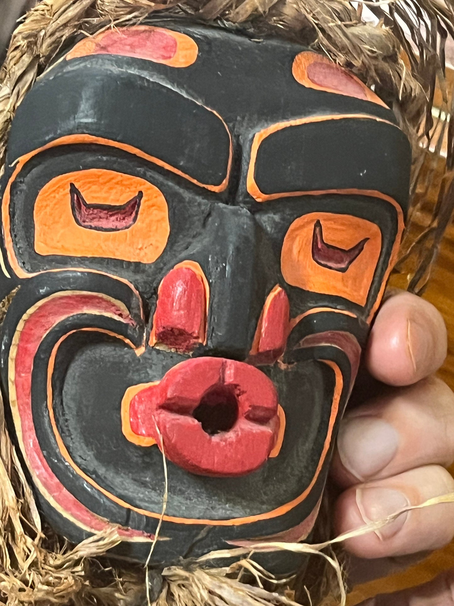 Stunning 8 inch indigenous, first nations Pacific Northwest signed mask unreal quality and detail value priced - wow