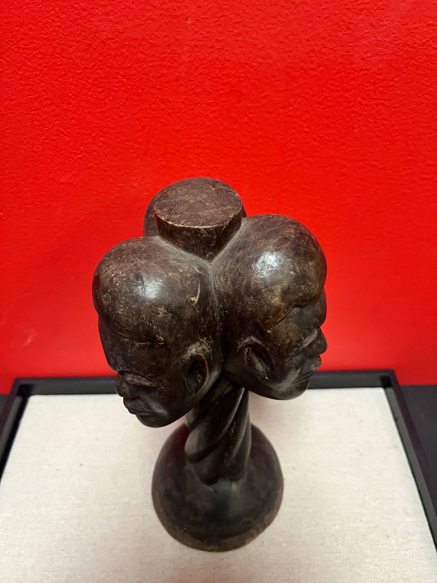 Stunning antique African 11 inch high statue of three faces from my personal collection