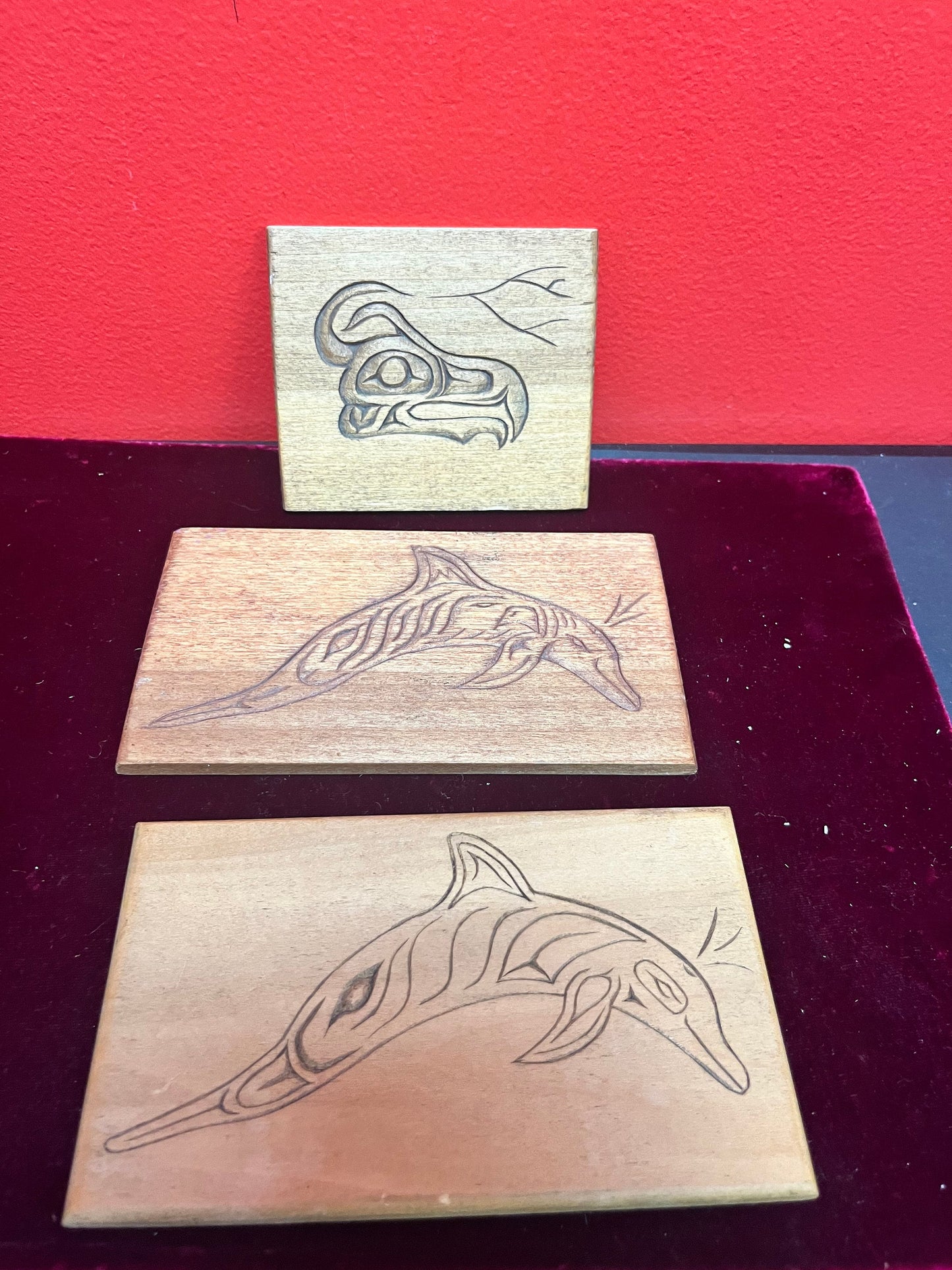 Three small wonderful Indigenous First Nations pacific northwest coast plaques Delton Mondok all three great gifts