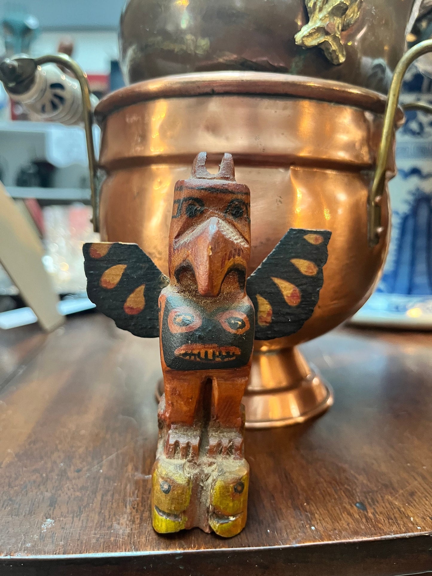 Very cool antique indigenous primitive 4 inch totem pole