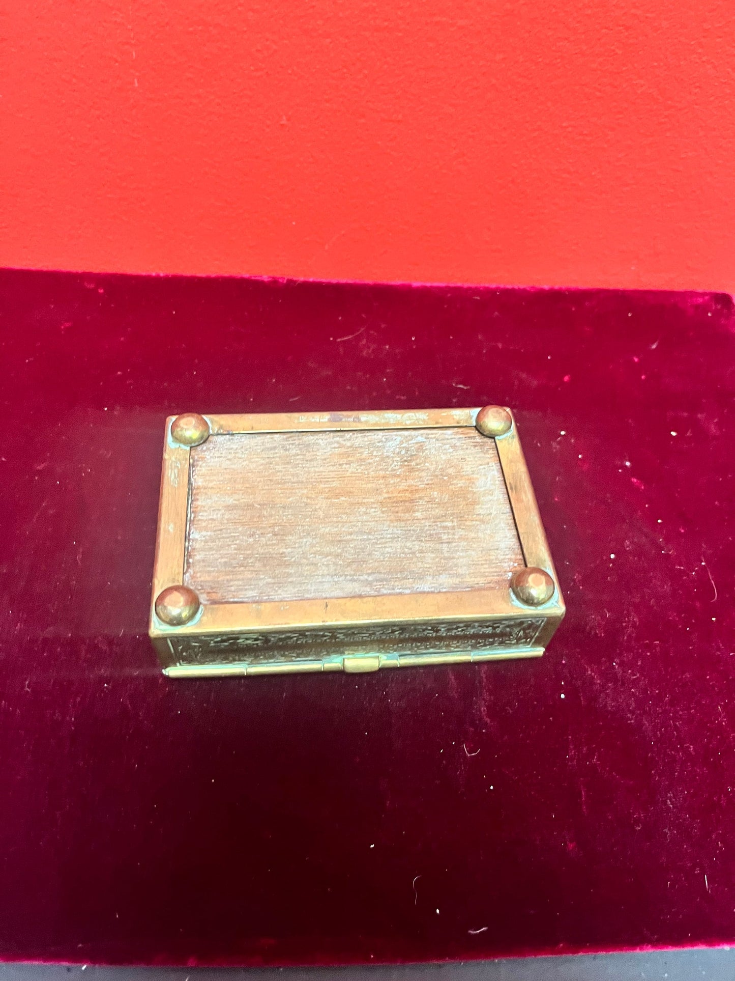 4 1/2 x 3 x 1 1/2 high ornate Asian brass box lovely little gift