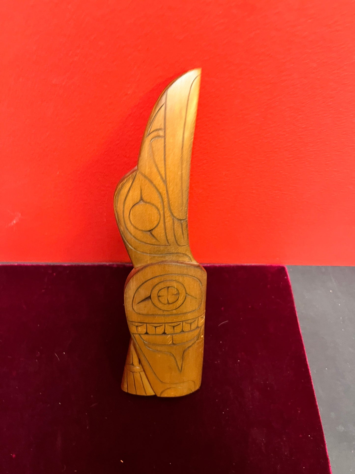 Lovely 11 inches tall indigenous First Nations pacific northwest coast signed cedar hummingbird  lovely gift