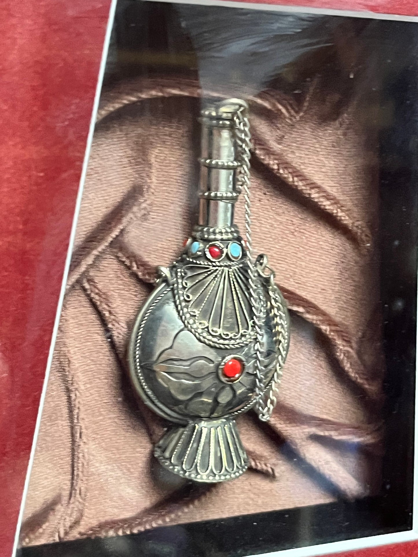 11 inch framed Tibetan snuff bottle   fancy