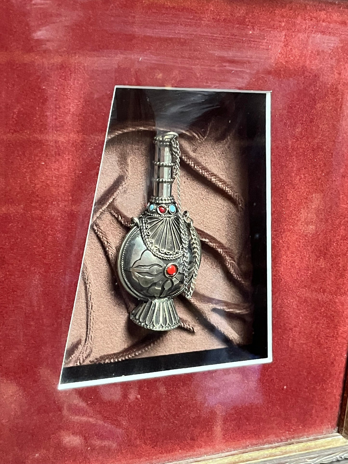 11 inch framed Tibetan snuff bottle   fancy