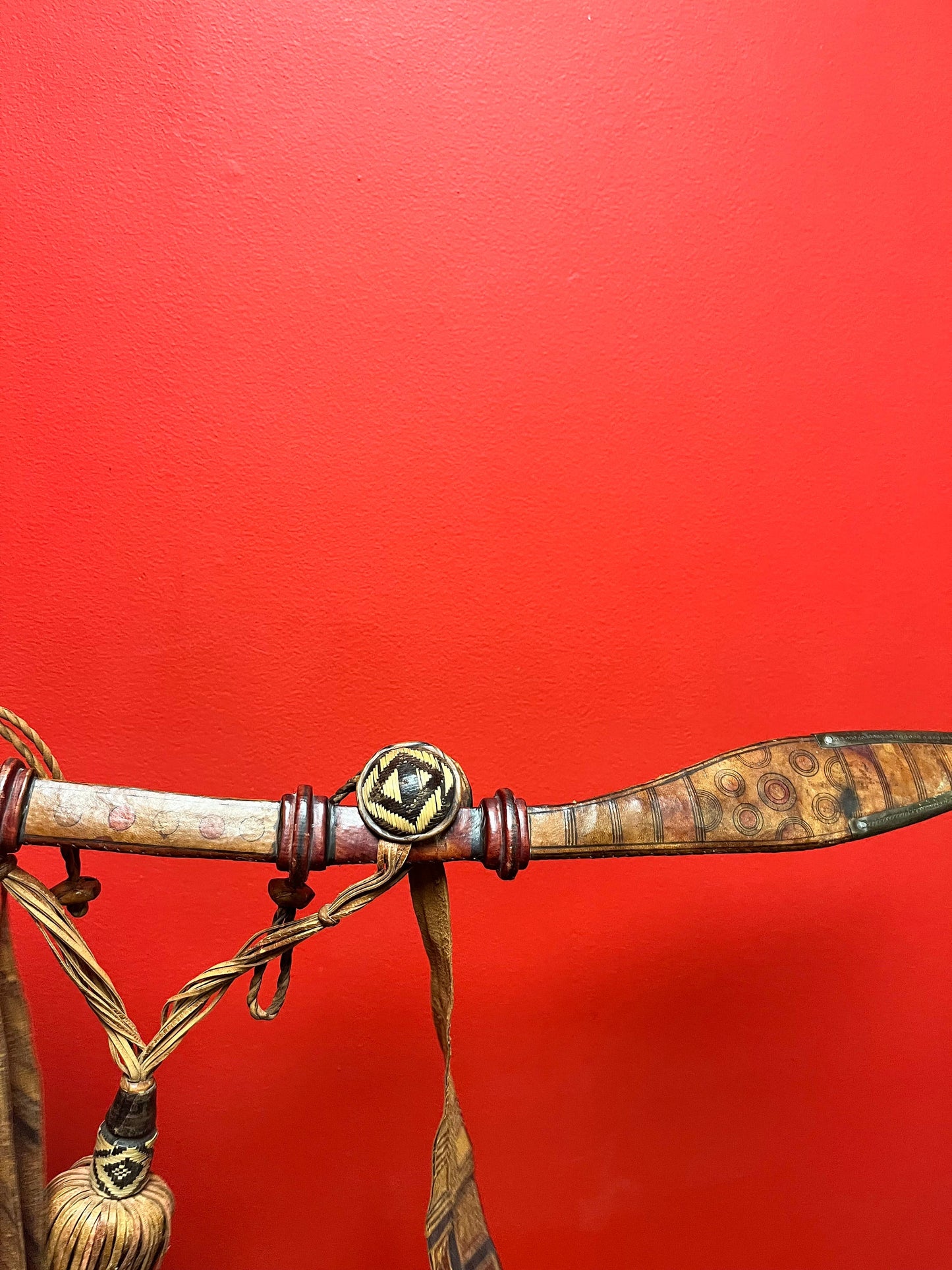 Unbelievably cool antique Persian 28 inch long sword knife in leather sheaf Great detail and quality - wow