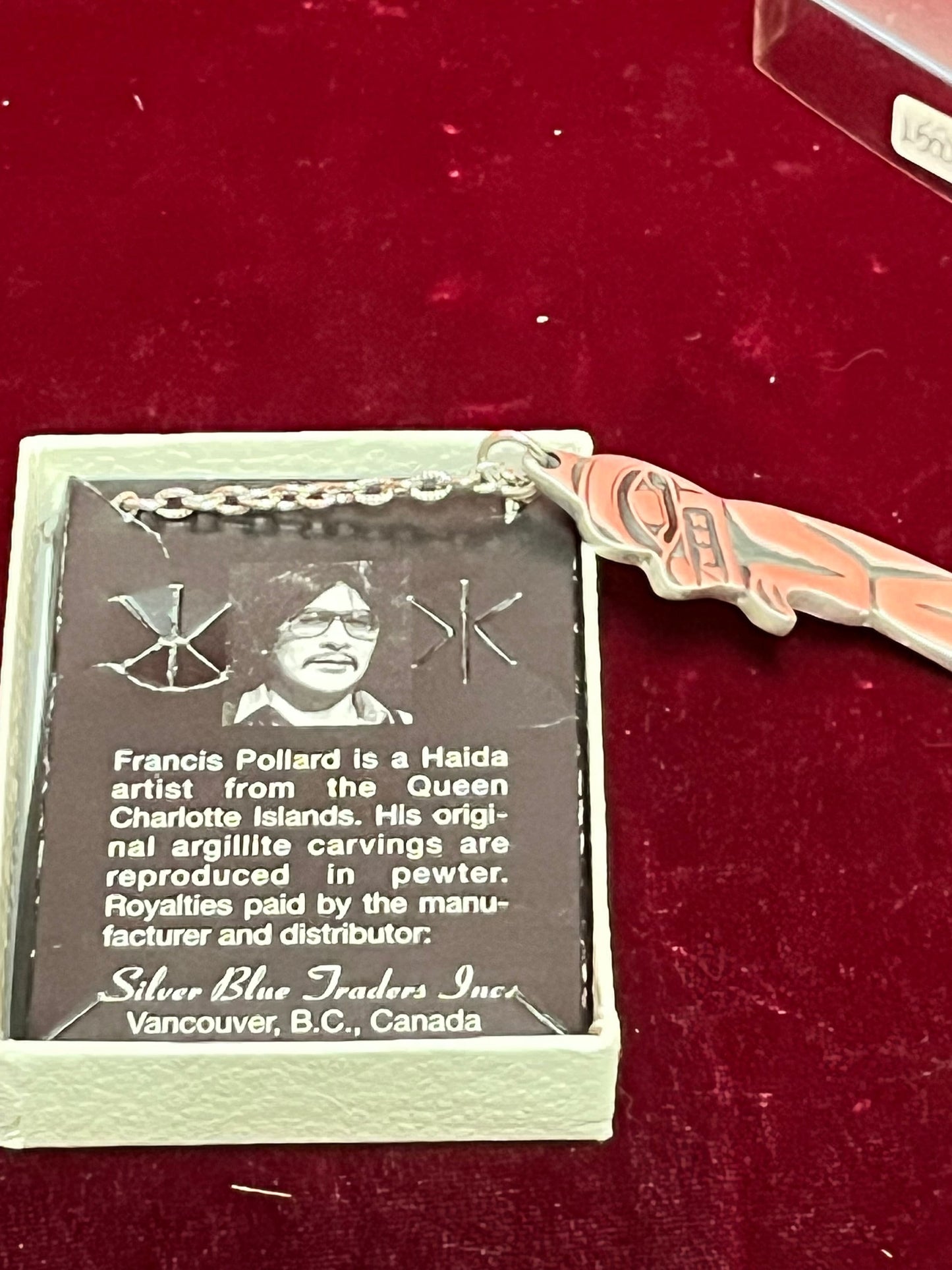 Stunning indigenous first nations pacific northwest coast pewter Thunderbird pendant with necklace in box - Francis Pollard gift alert