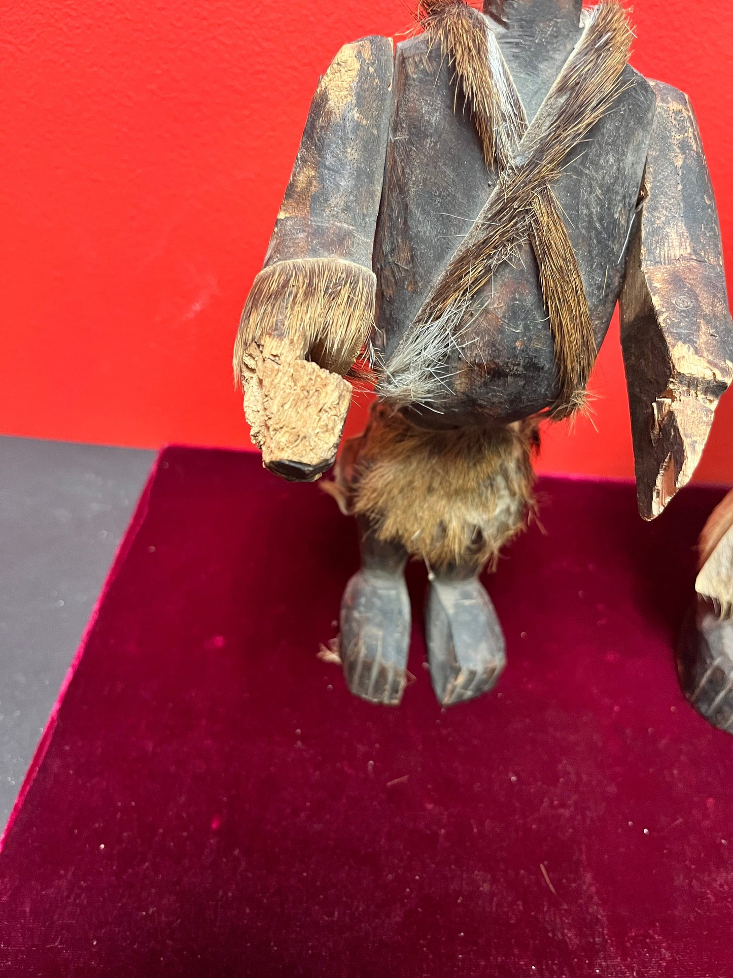 Very early antique African wooden warrior statues minor damage Tribal beauties Both 12 inches tall