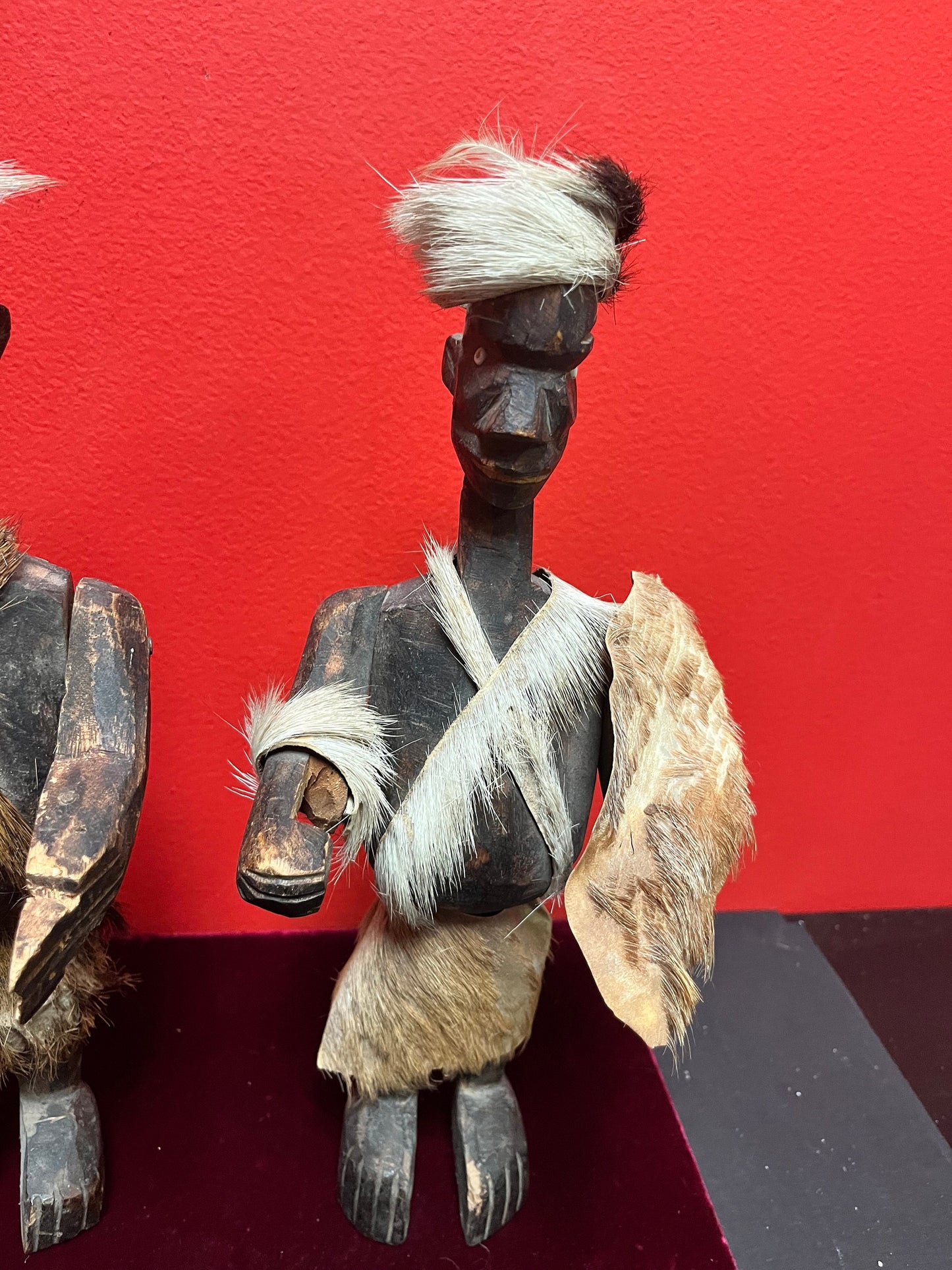 Very early antique African wooden warrior statues minor damage Tribal beauties Both 12 inches tall