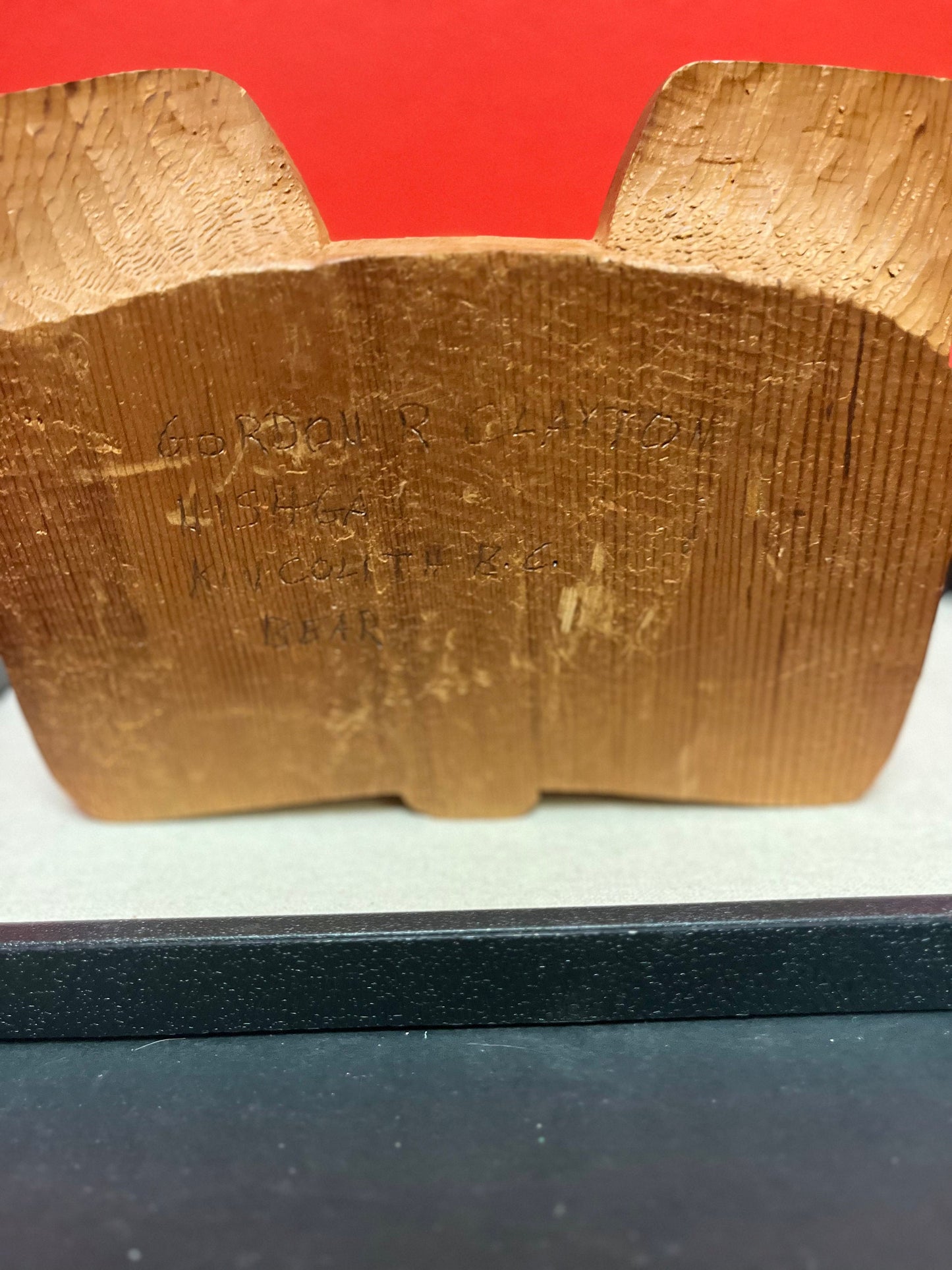 Lovely 9 x 7 x 2 inch thick indigenous, first Nations pacific northwest coast signed bear sculpture  unique and lovely piece
