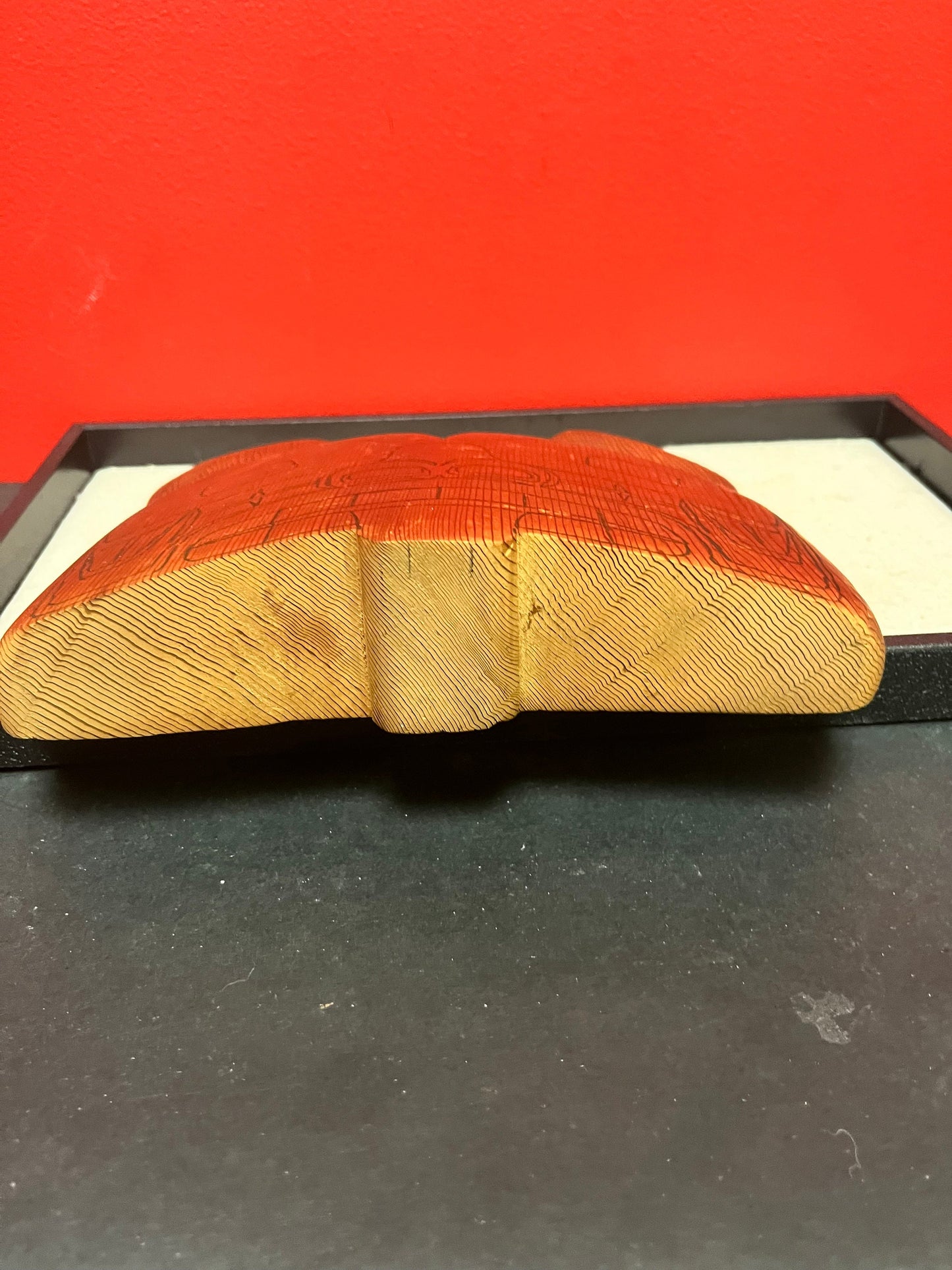 Lovely 9 x 7 x 2 inch thick indigenous, first Nations pacific northwest coast signed bear sculpture  unique and lovely piece