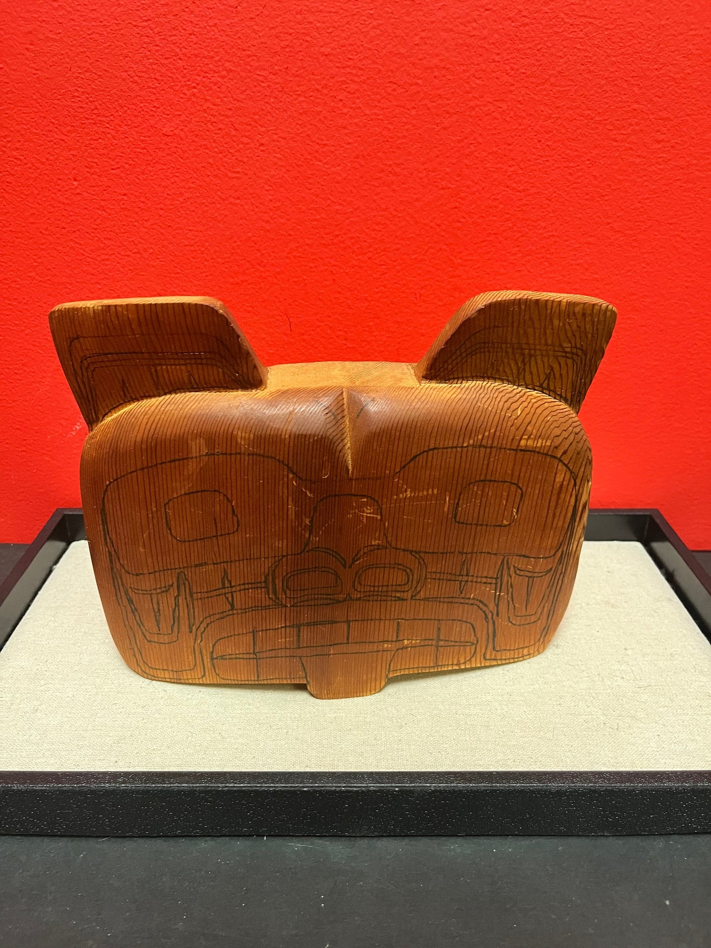 Lovely 9 x 7 x 2 inch thick indigenous, first Nations pacific northwest coast signed bear sculpture  unique and lovely piece