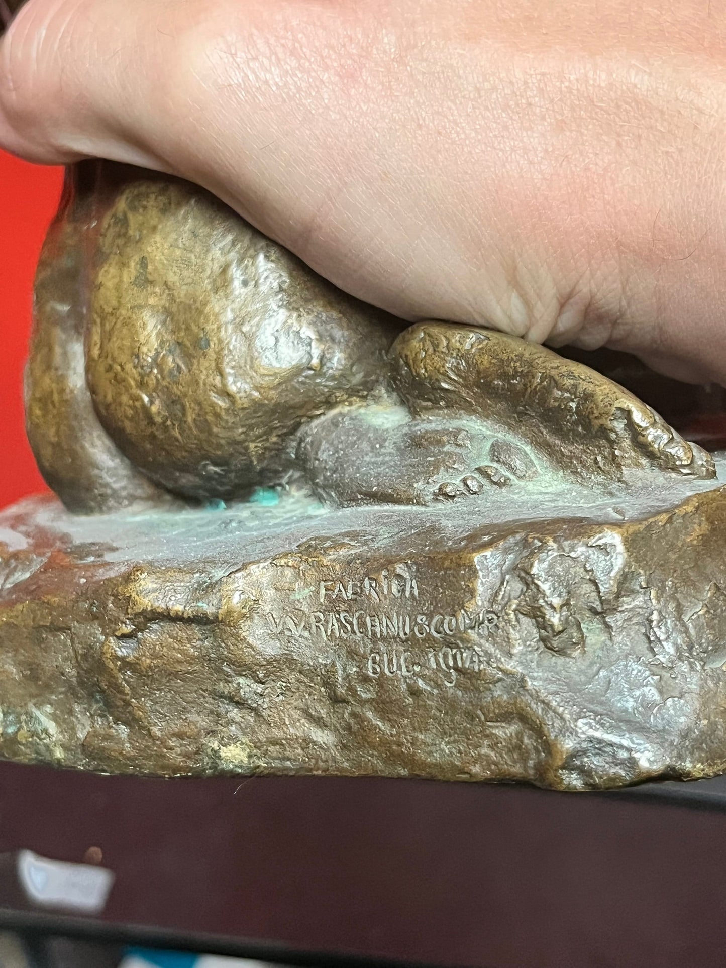 Stunning heavy antique 9 inch high signed bronze of a nude lady  OLTEAUN FABRICA  stunning Patina  truly one of a kind