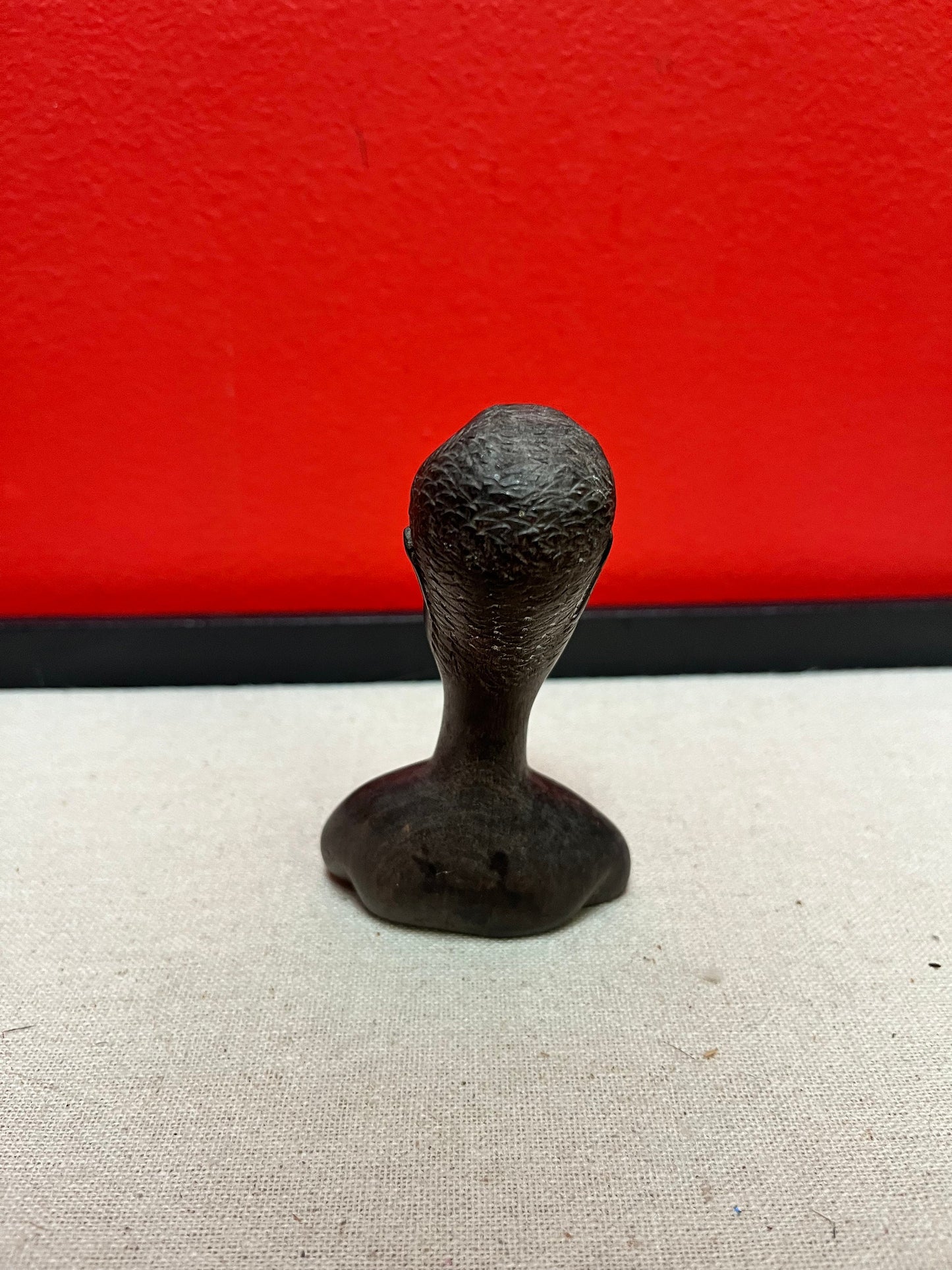 Very cool older African Ebony wooden bust of a man 4 inch primitive beauty