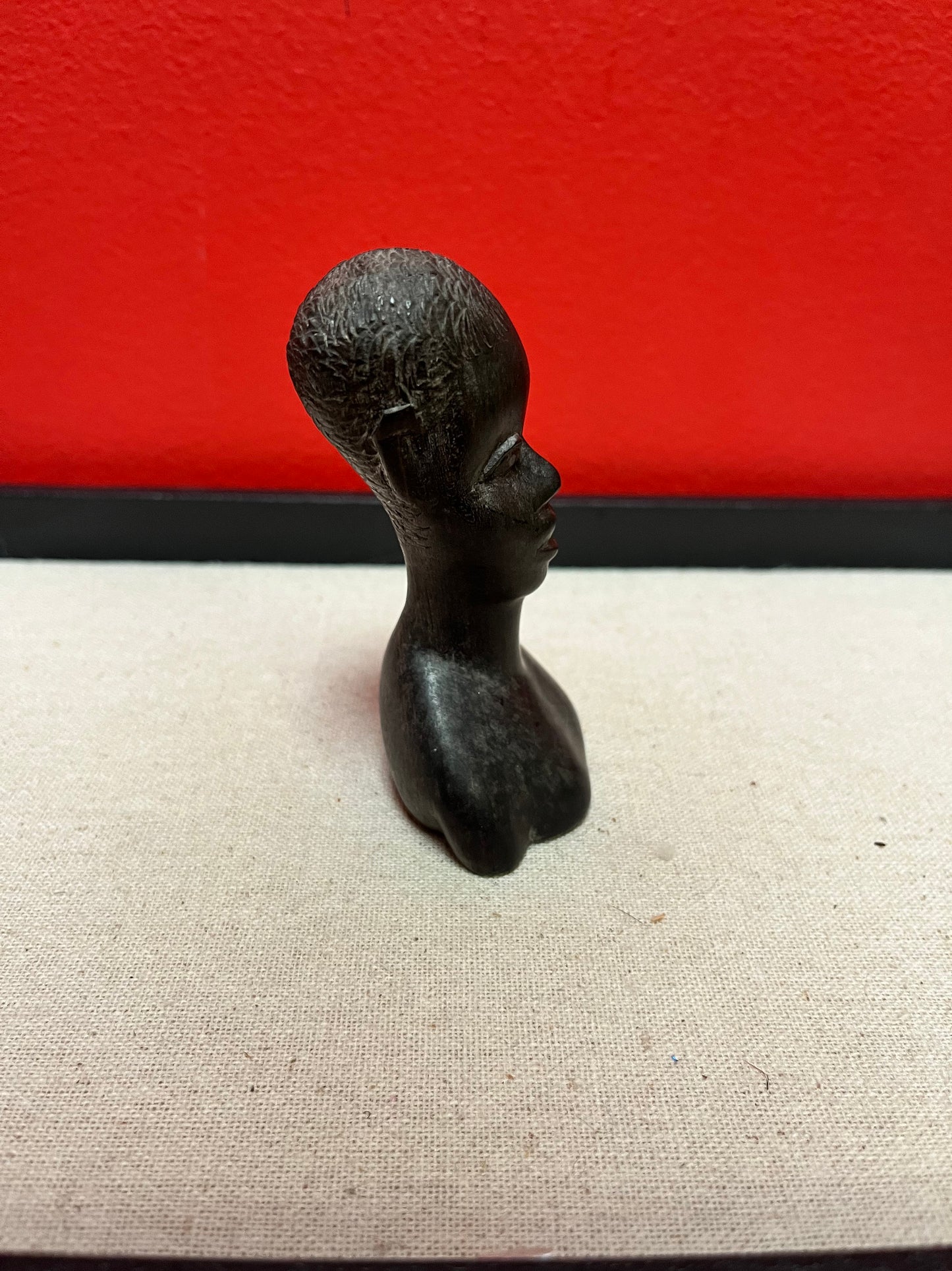 Very cool older African Ebony wooden bust of a man 4 inch primitive beauty