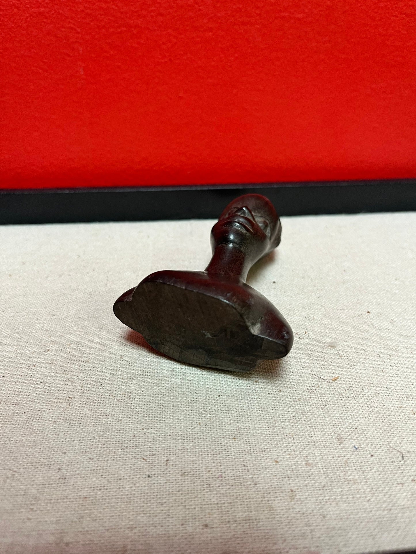 Very cool older African Ebony wooden bust of a man 4 inch primitive beauty