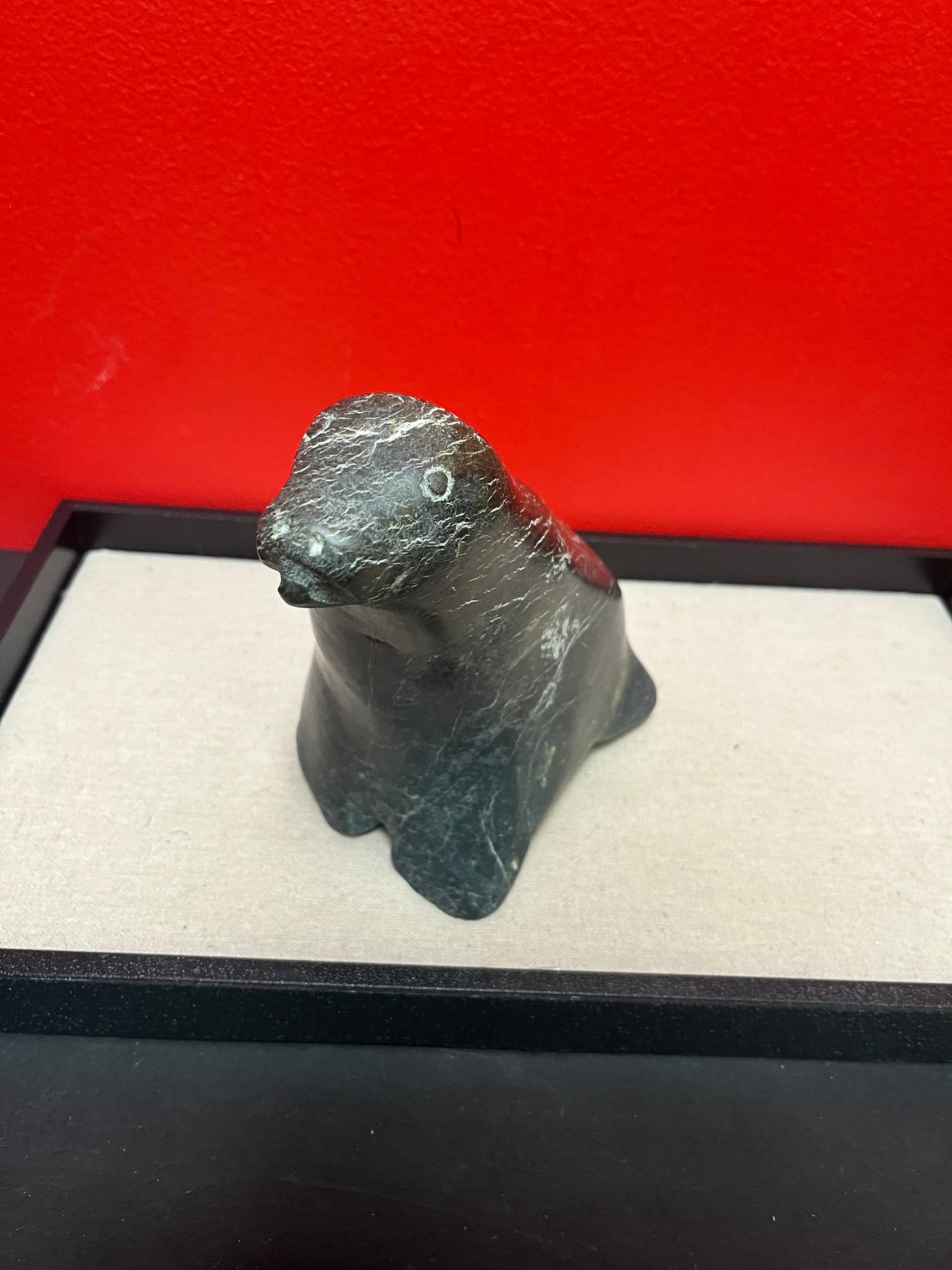 Large beautiful 6 inch high immaculate condition Indigenous Inuit soapstone seal   over 1kg