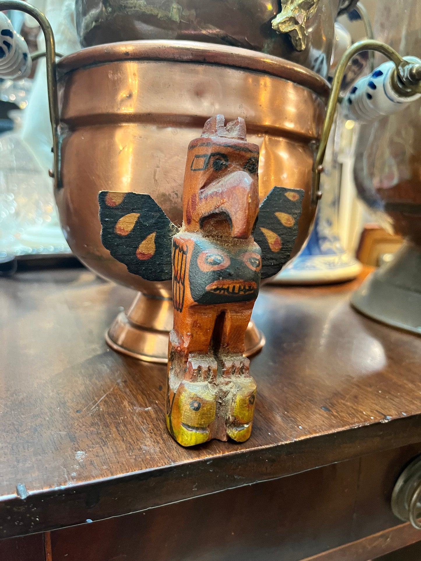 Very cool antique indigenous primitive 4 inch totem pole
