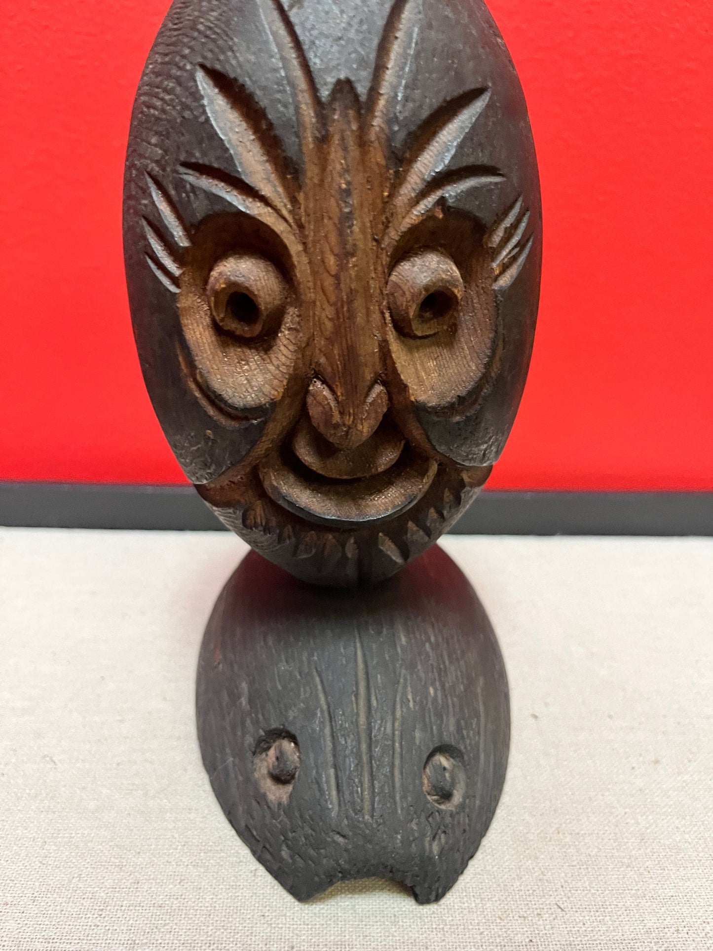 Lovely 8 inch tall, indigenous pacific northwest coast antique buoy carving statue  Unusual, and beautiful