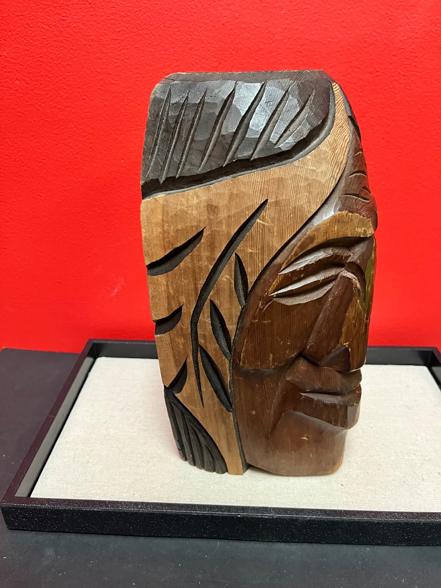 Lovely, heavy 9 inch tall indigenous First Nations pacific northwest coast bust of a chief signed on back unique piece