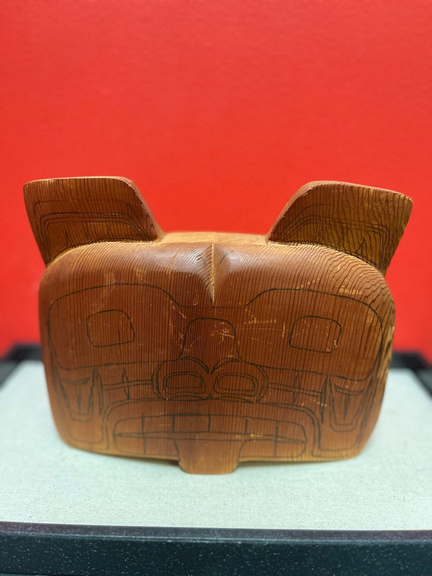 Lovely 9 x 7 x 2 inch thick indigenous, first Nations pacific northwest coast signed bear sculpture  unique and lovely piece