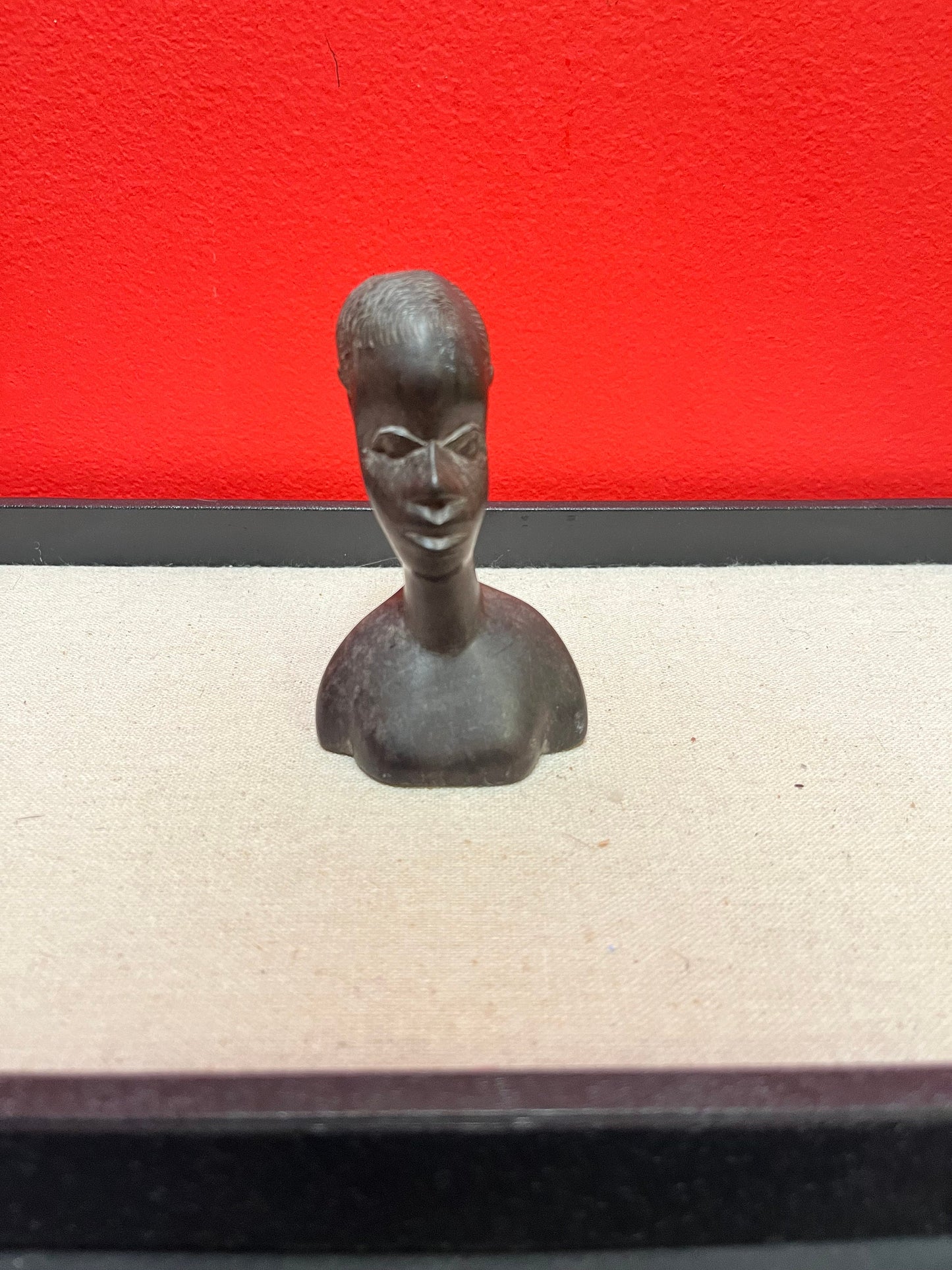 Very cool older African Ebony wooden bust of a man 4 inch primitive beauty