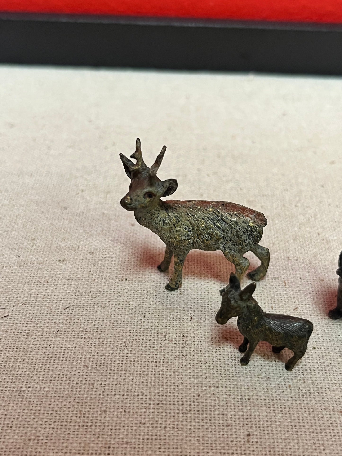 Stunning small lot of Franz Bergman cold painted bronzes in good condition dog donkey and stag