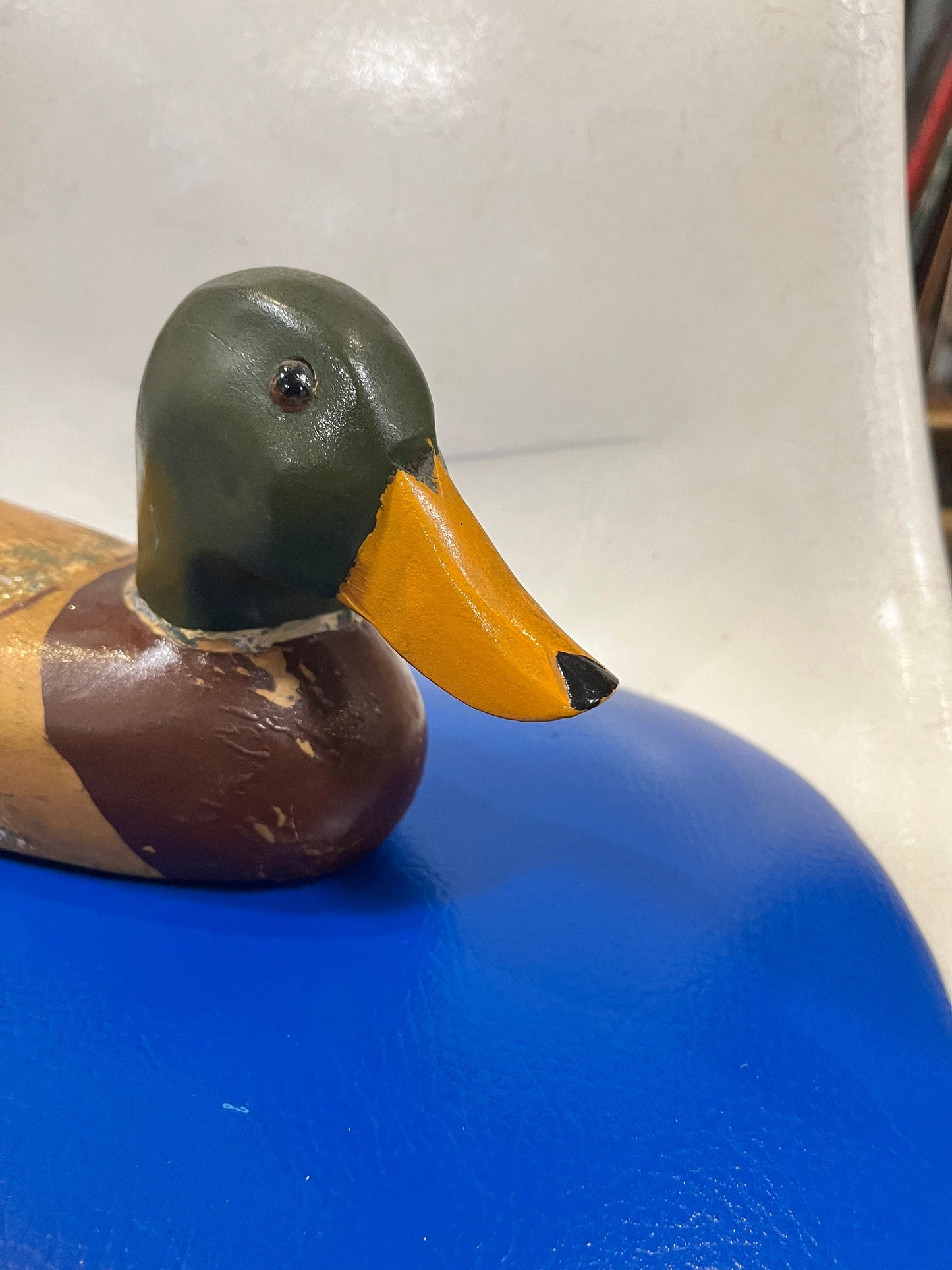 Lovely Canadian 13 x 5 high antique wooden painted duck decoy statue wonderful