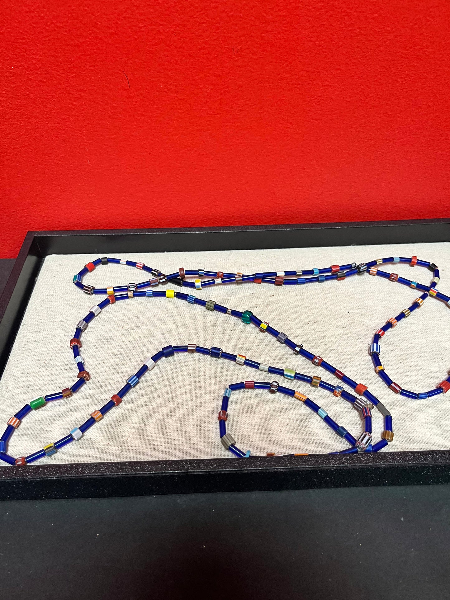 A Two lovely glass bead necklaces approximately 35 inches long each possibly Venetian glass beads