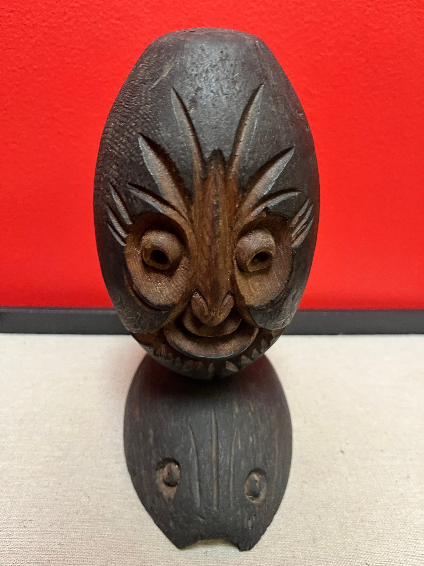 Lovely 8 inch tall, indigenous pacific northwest coast antique buoy carving statue  Unusual, and beautiful
