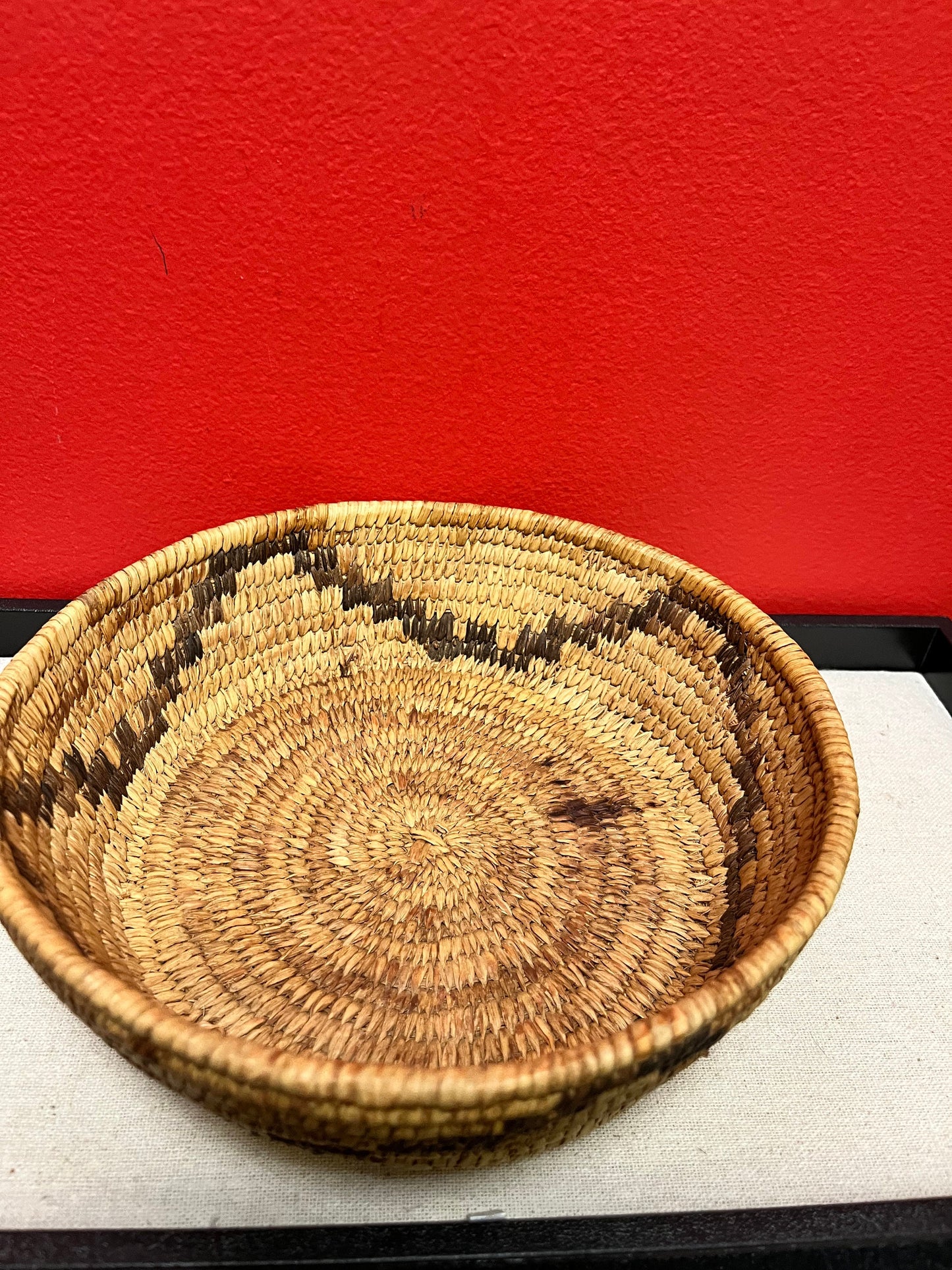 Absolutely fabulous 8 x 3 high indigenous First Nations pacific northwest coast Salish weaved basket very nice example