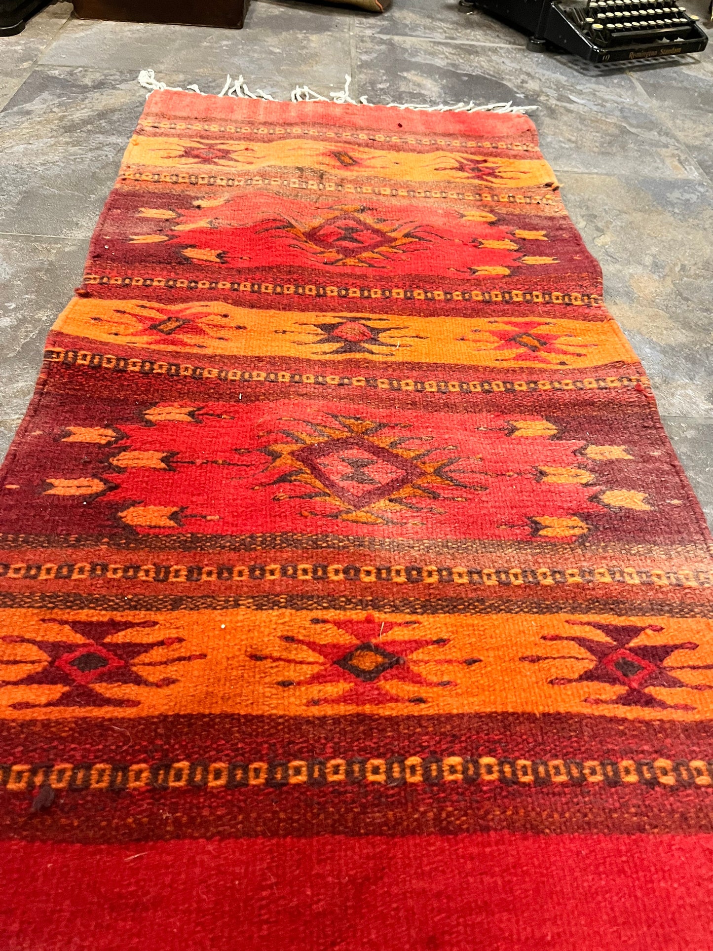 Fantastic authentic 43 x 20 Navajo Rug carpet nice both sides great design and colour