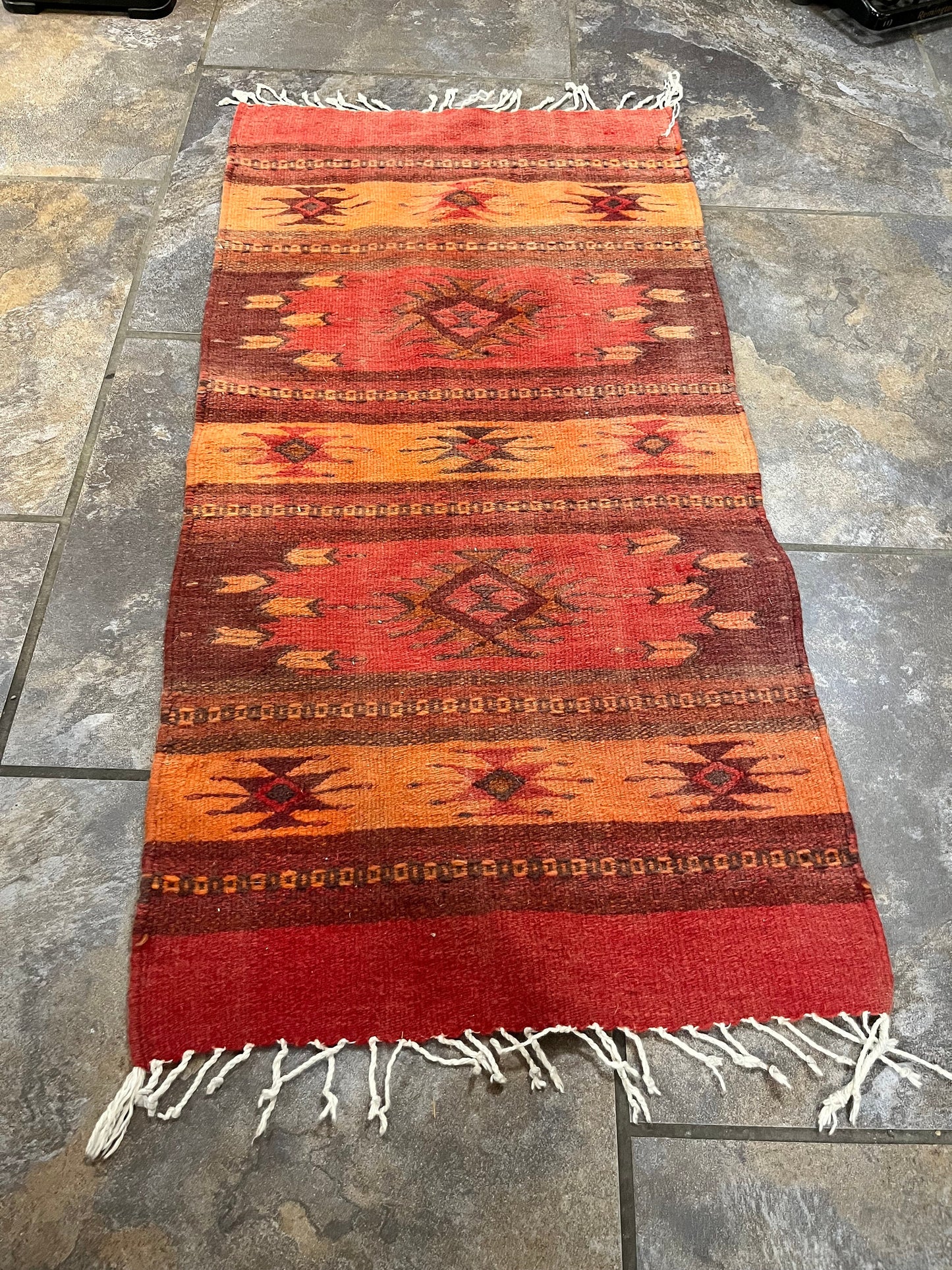 Fantastic authentic 43 x 20 Navajo Rug carpet nice both sides great design and colour