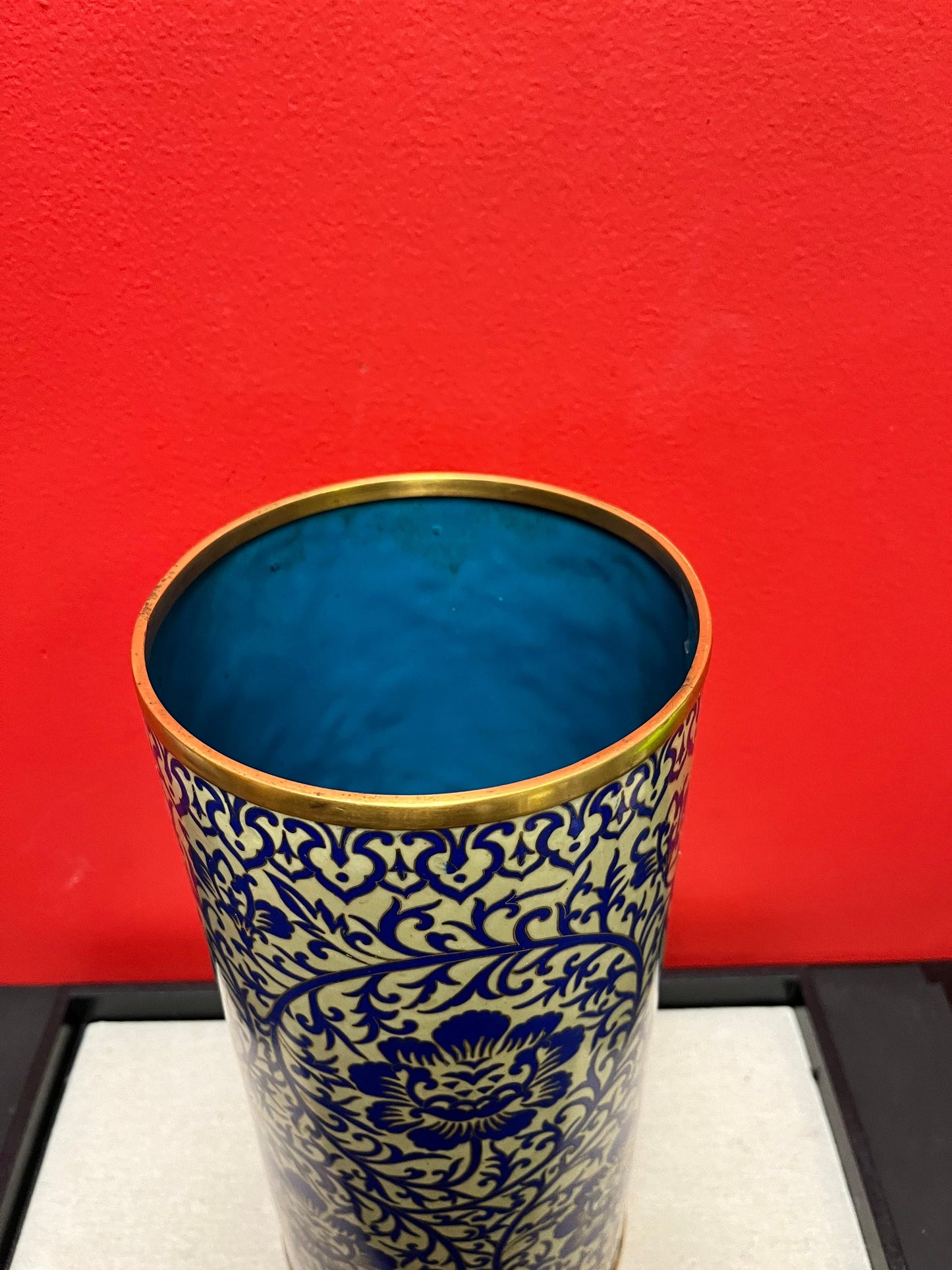 Absolutely stunning mid 20th century perfect condition Chinese cloisonné vase wonderful detail two available original stamp on bottom