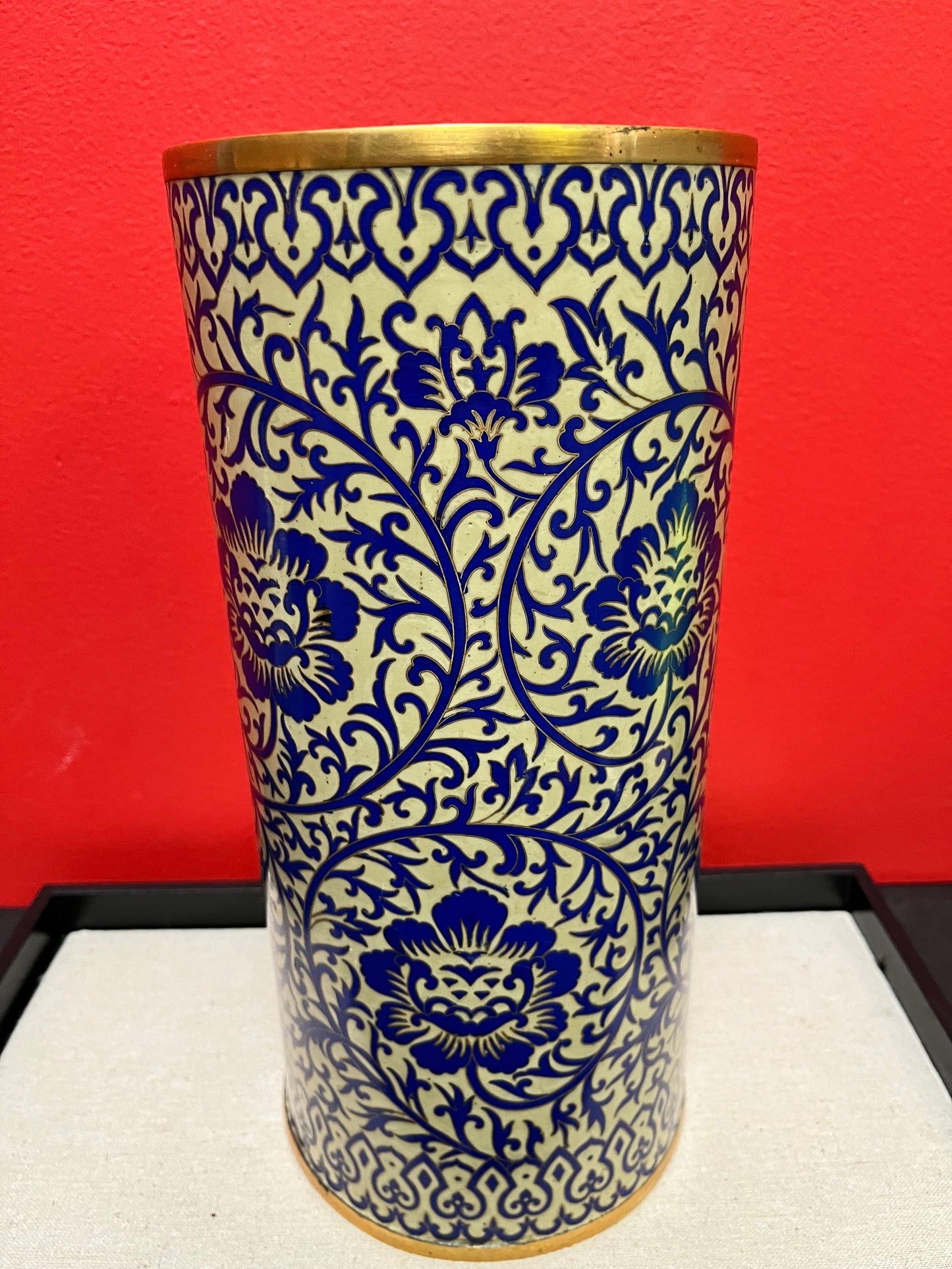 Absolutely stunning mid 20th century perfect condition Chinese cloisonné vase wonderful detail two available original stamp on bottom