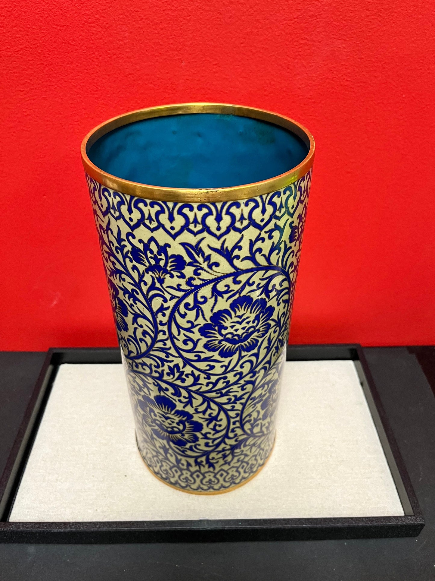 Absolutely stunning mid 20th century perfect condition Chinese cloisonné vase wonderful detail two available original stamp on bottom