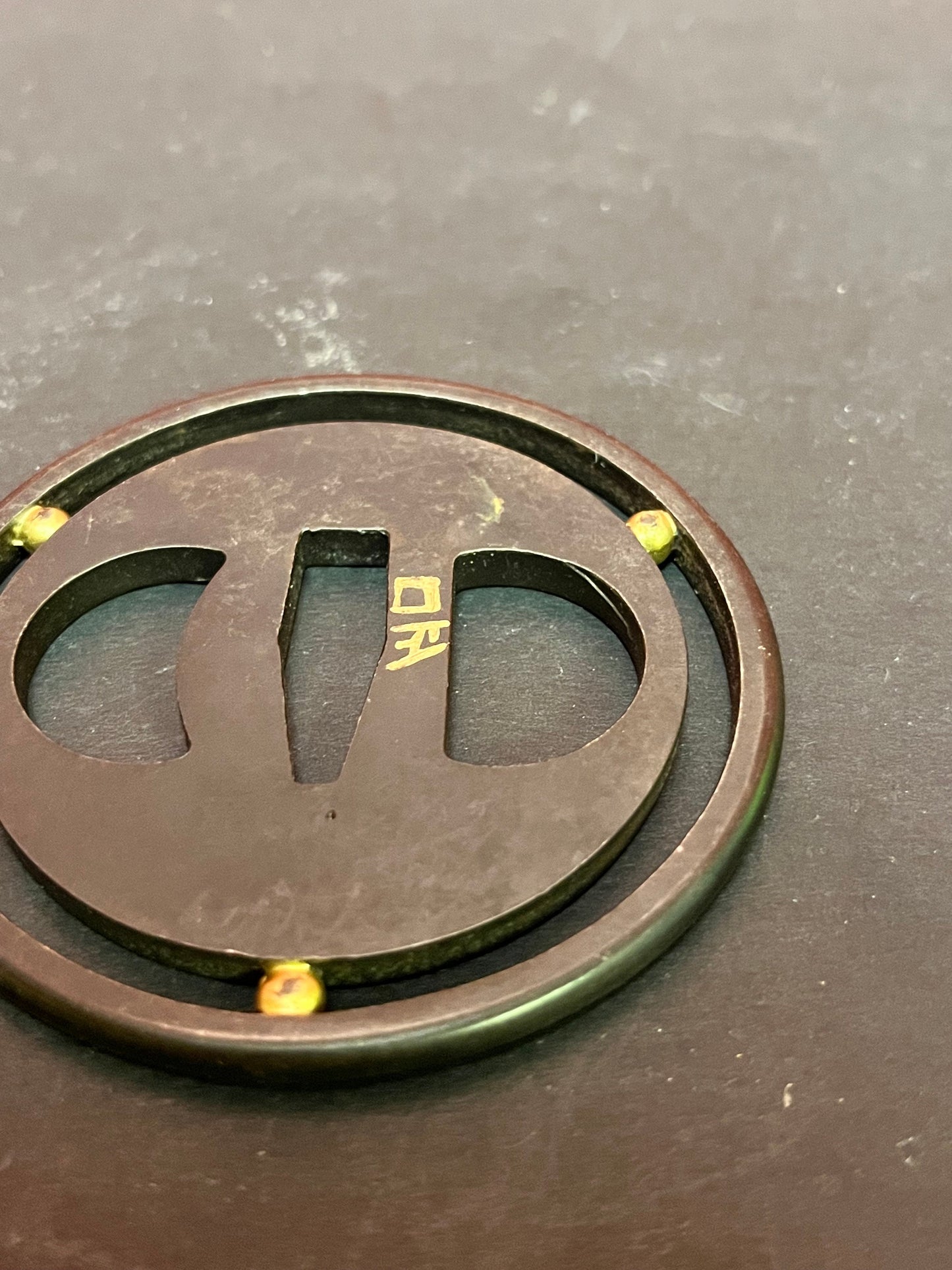 Lovely simple  3 inch bronze signed Japanese samurai tsuba  wonderful Patina and Condition  from important collection