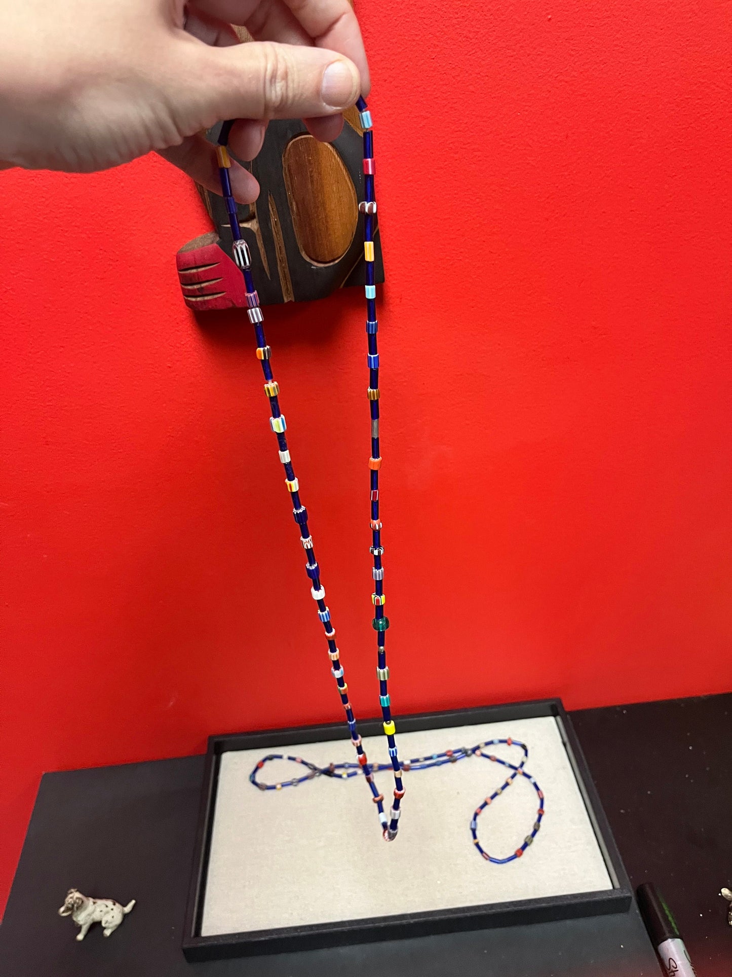 A Two lovely glass bead necklaces approximately 35 inches long each possibly Venetian glass beads