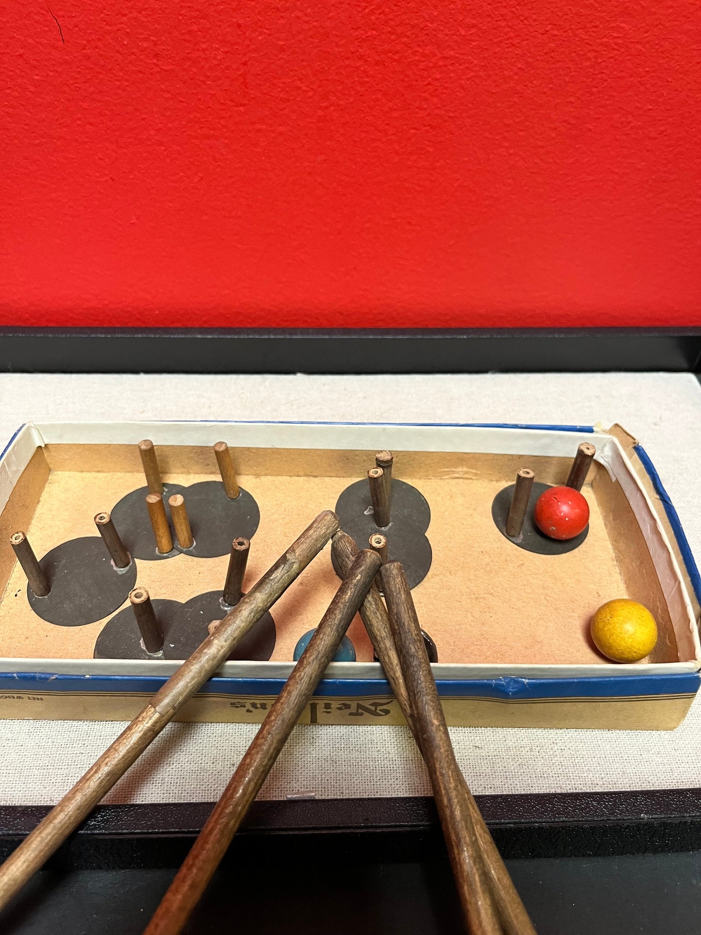 Absolutely amazing miniature table croquet set early 1900s one of a kind